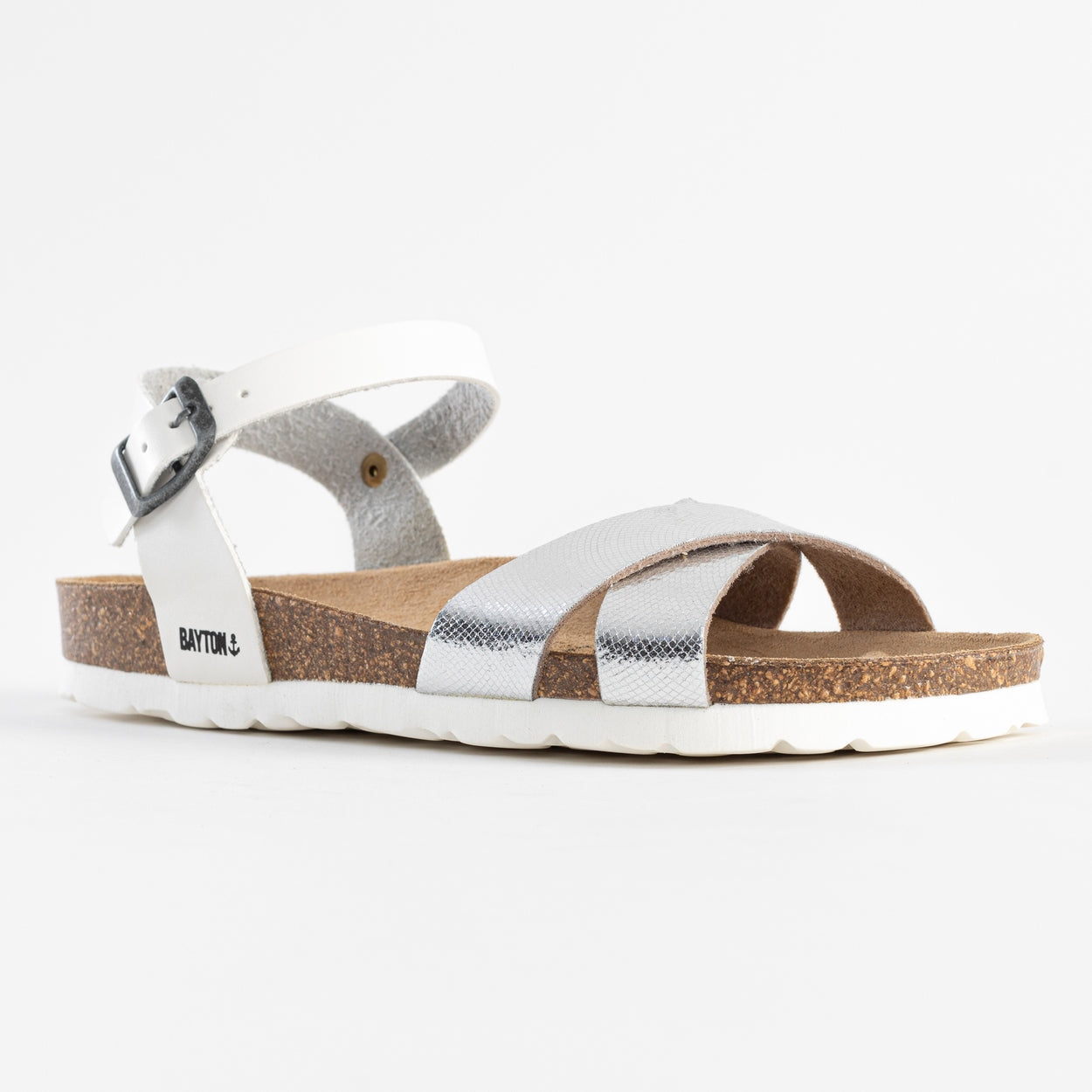 Vallado White and Silver Multi-Strap Sandals