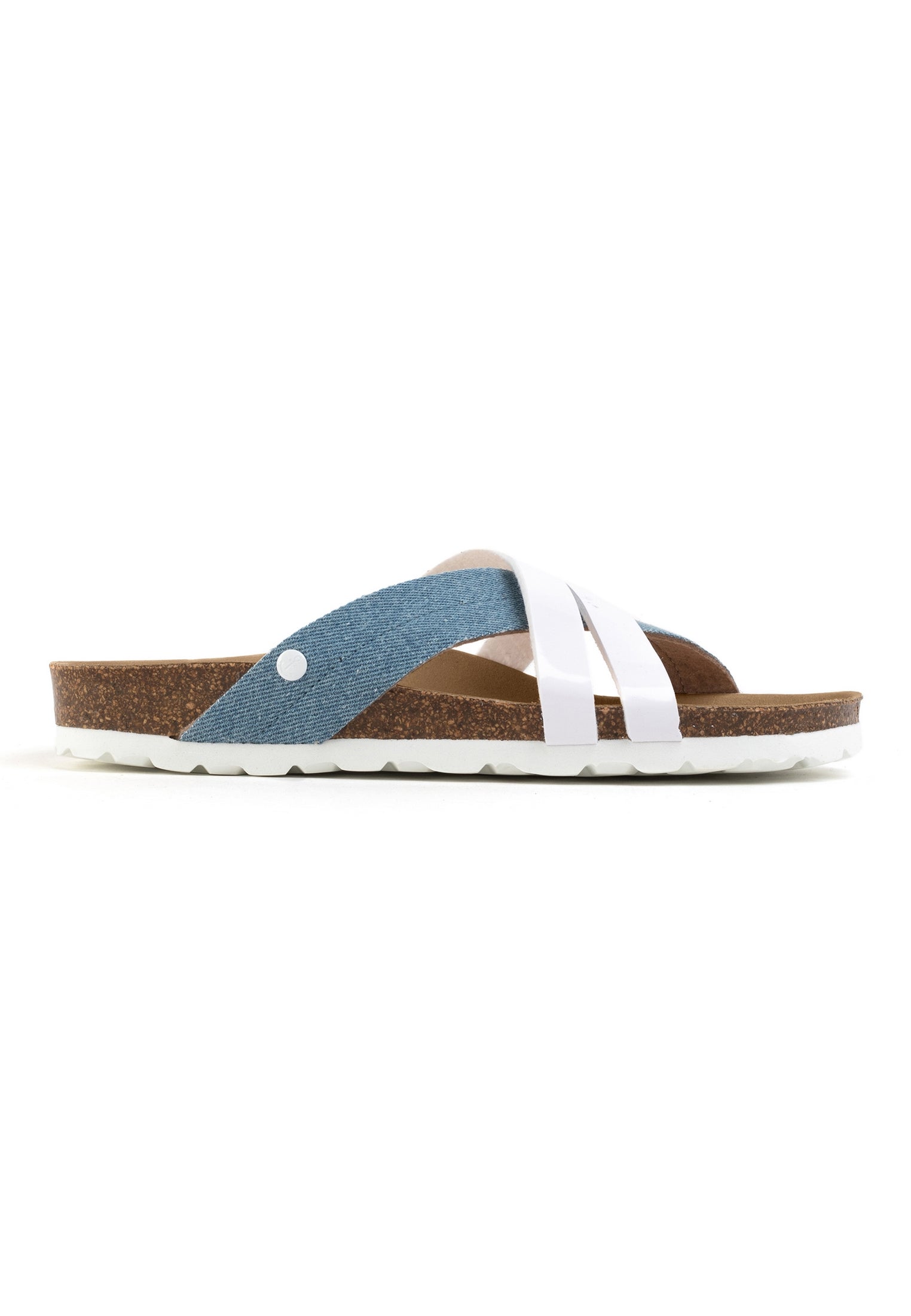 Martigues Sky Blue Denim and White Multi-Strap Sandals