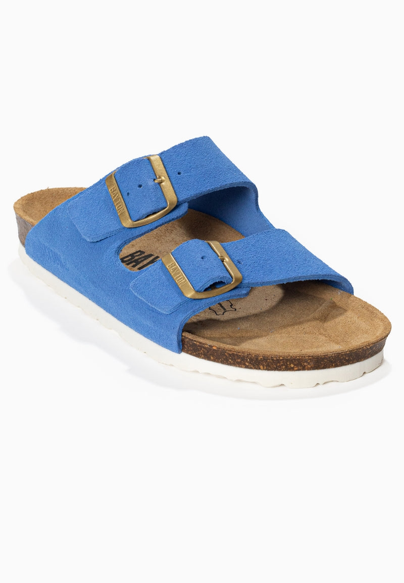 Atlas Blue Suede Leather 2 Strap Sandals