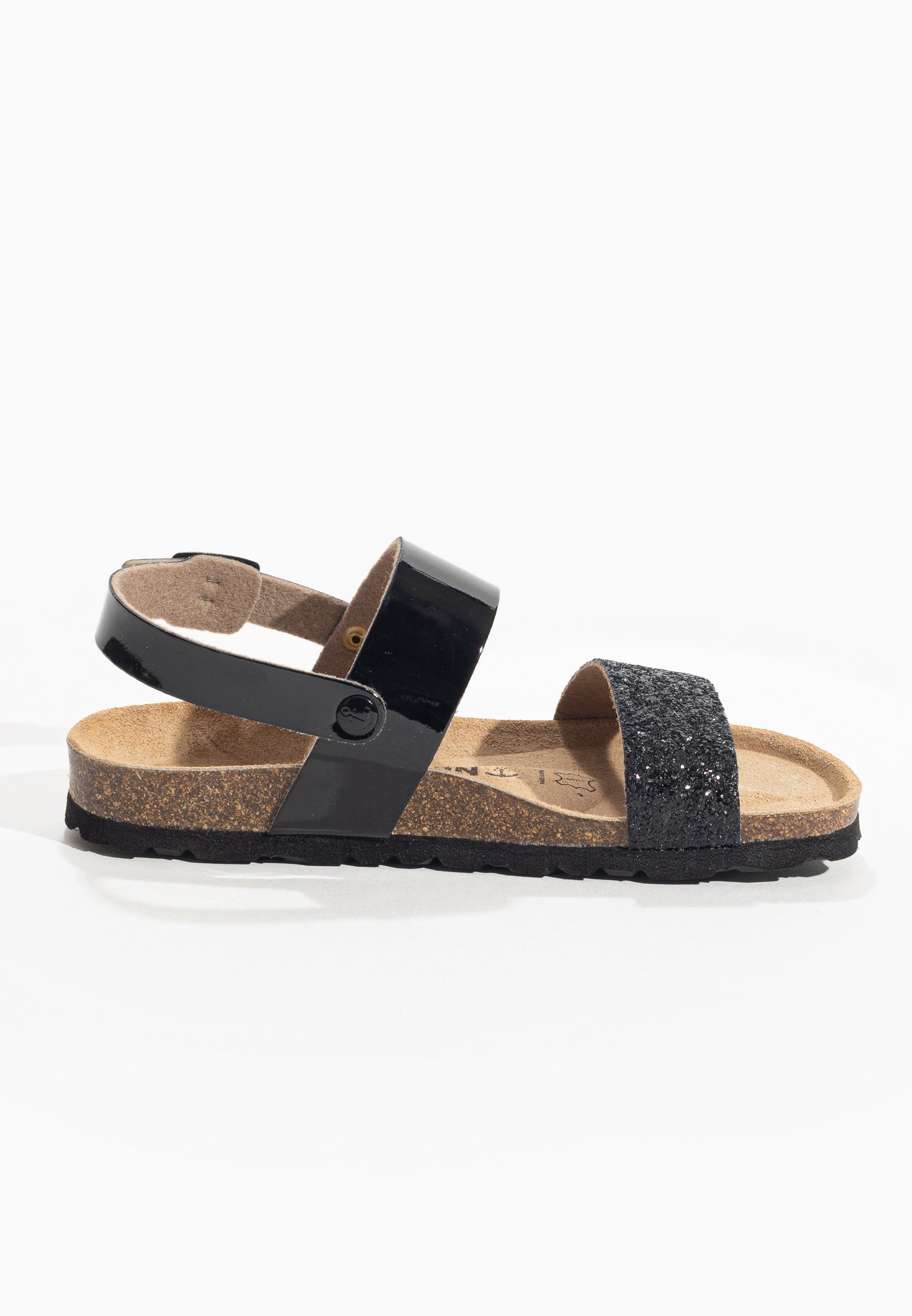 Abyss Black and Glitter Multi-Strap Sandals