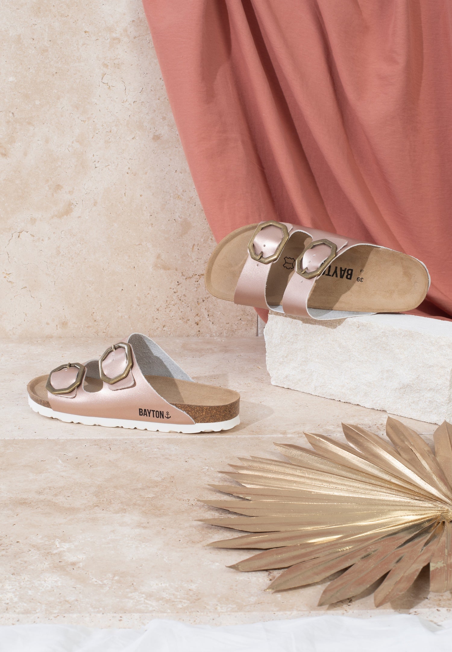 2 Straps Atlas Sandals Rose gold