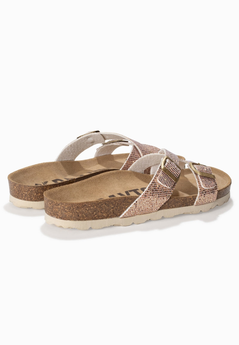 Cleo Rose gold glitter 2 strap sandals