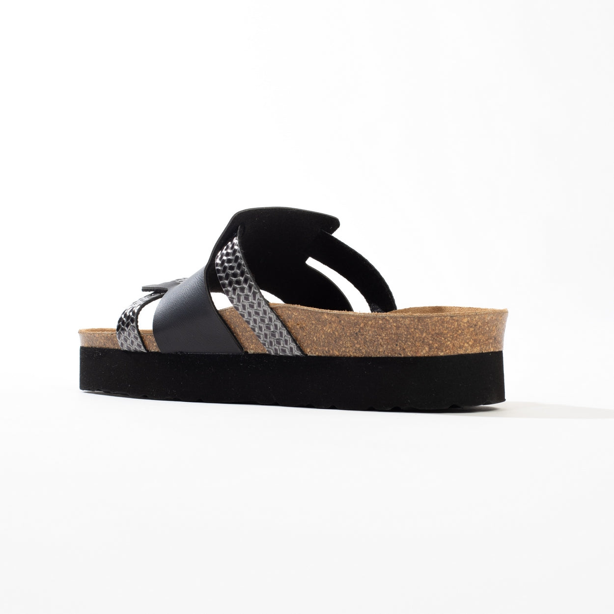 Lecce Black and Anthracite Platform Sandals