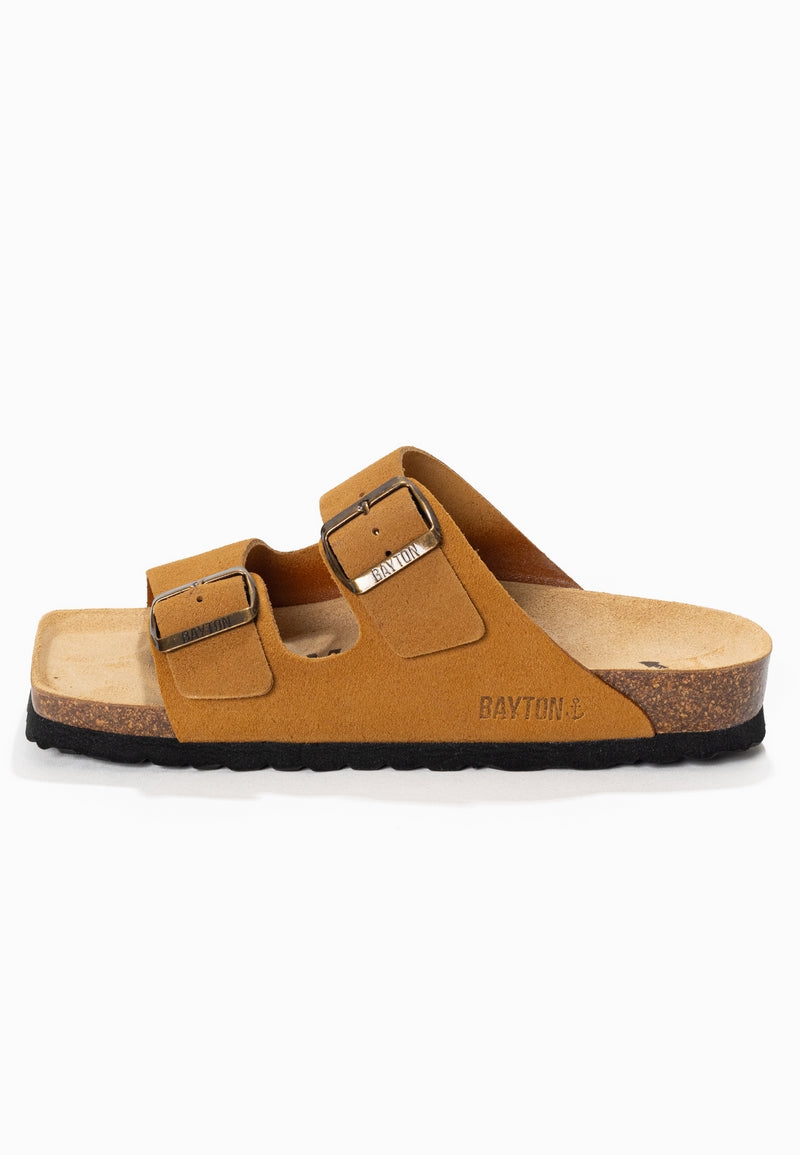 Atlas Camel Suede Leather 2 Strap Sandals