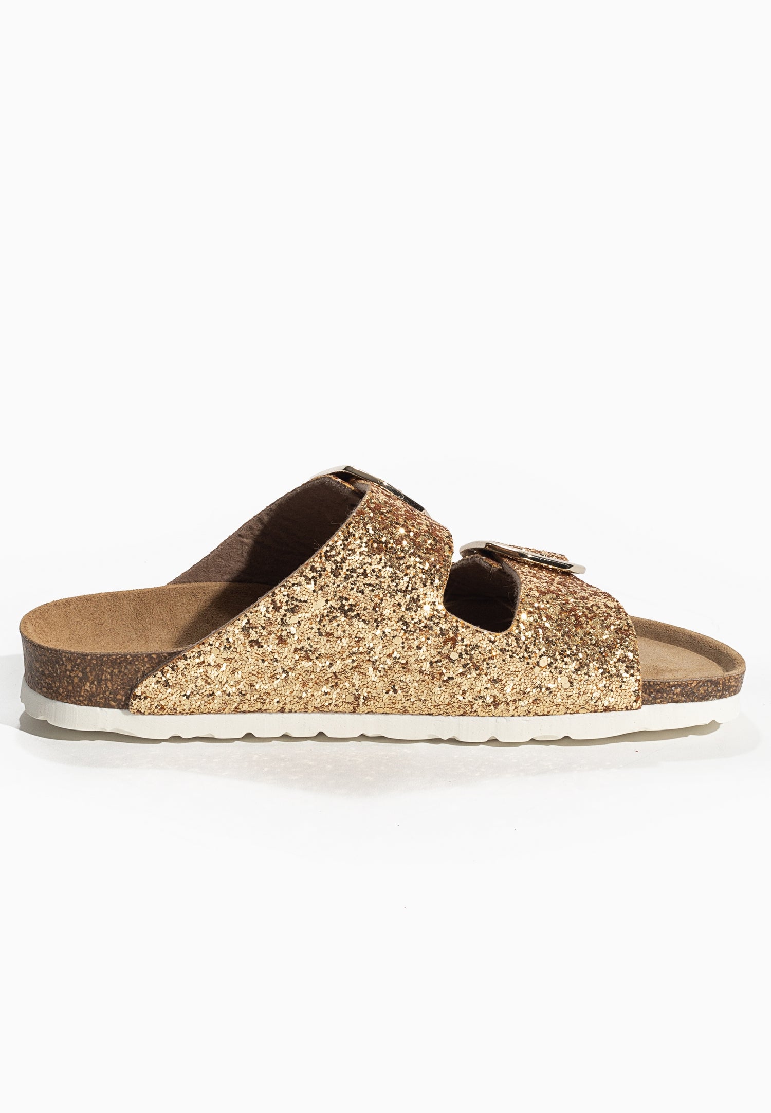 Atlas Gold Glitter 2 Strap Sandals