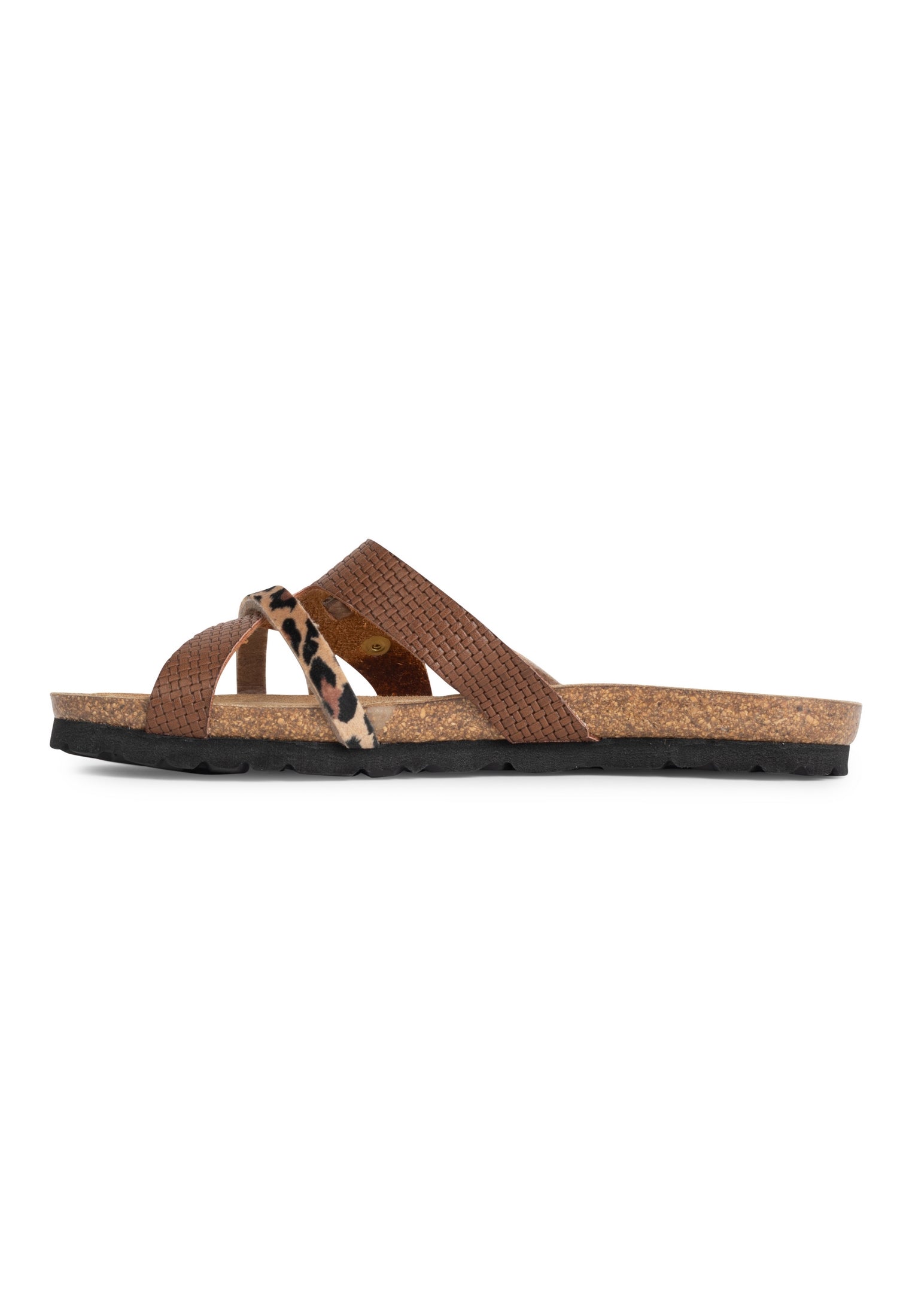 Slimen Brown and Leopard Multi-Strap Sandals