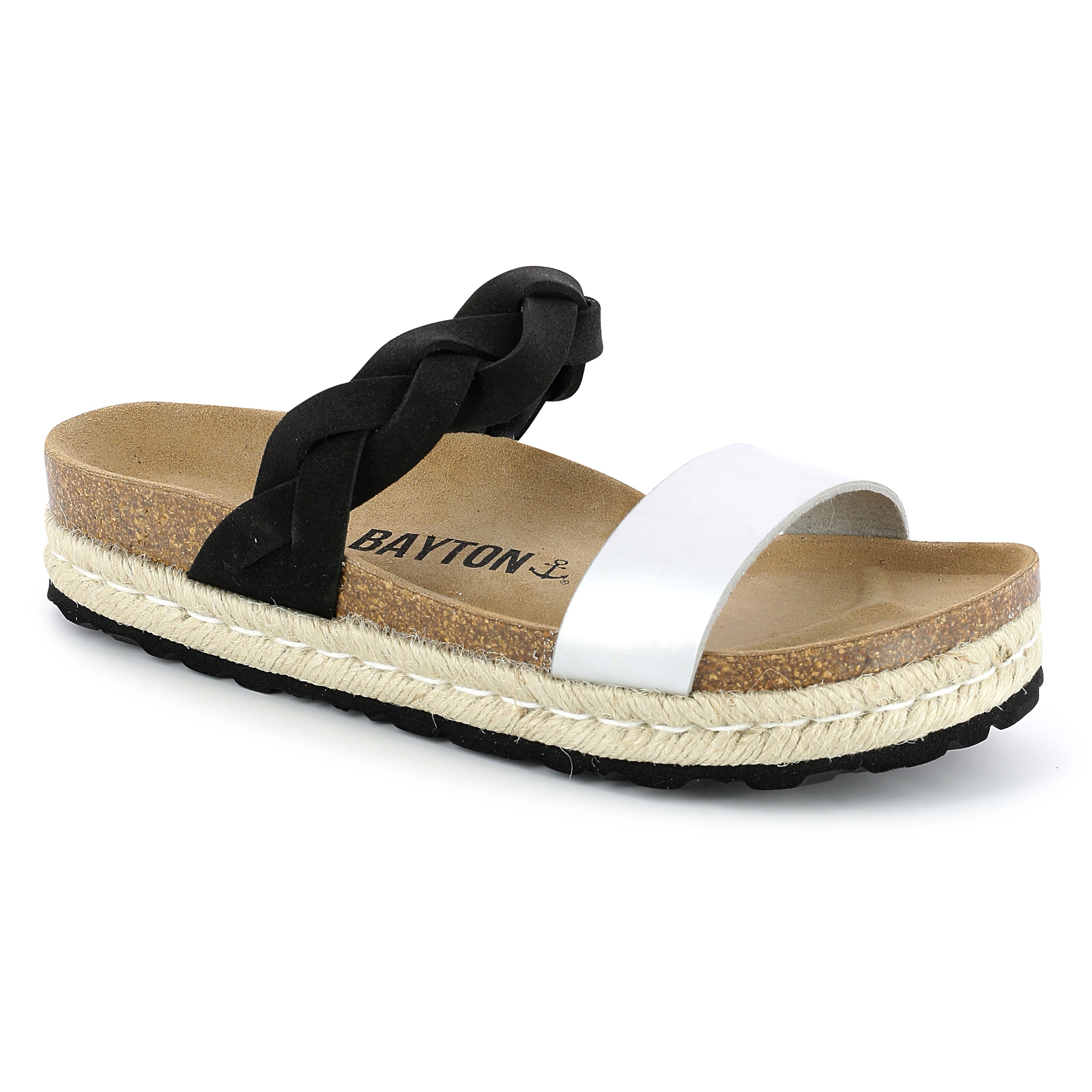 Sandalias con plataforma Clarence en negro y plateado