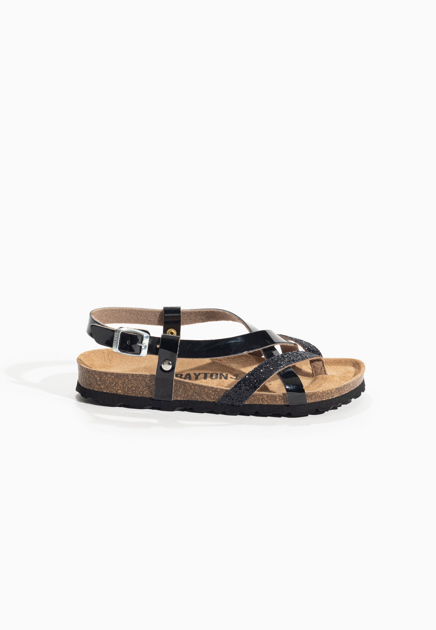 Alambra Black and Glitter Multi-Strap Sandals