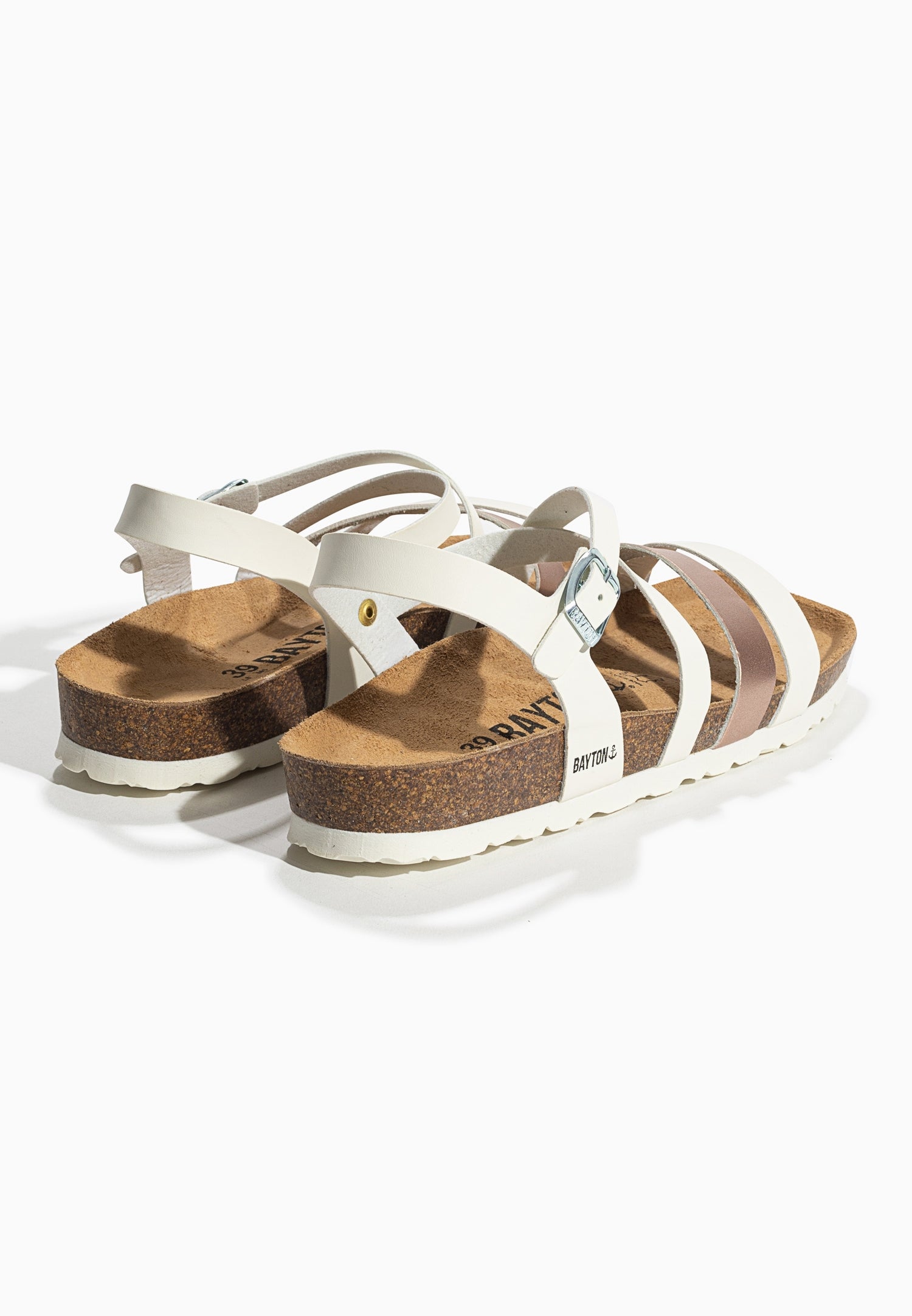 Gerone White and Rose Gold Multi-Strap Sandals