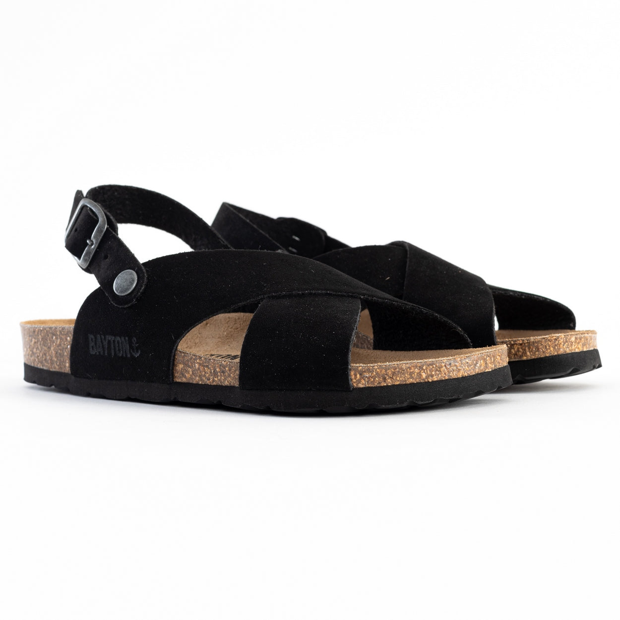 Black Tweed Multi-Strap Sandals