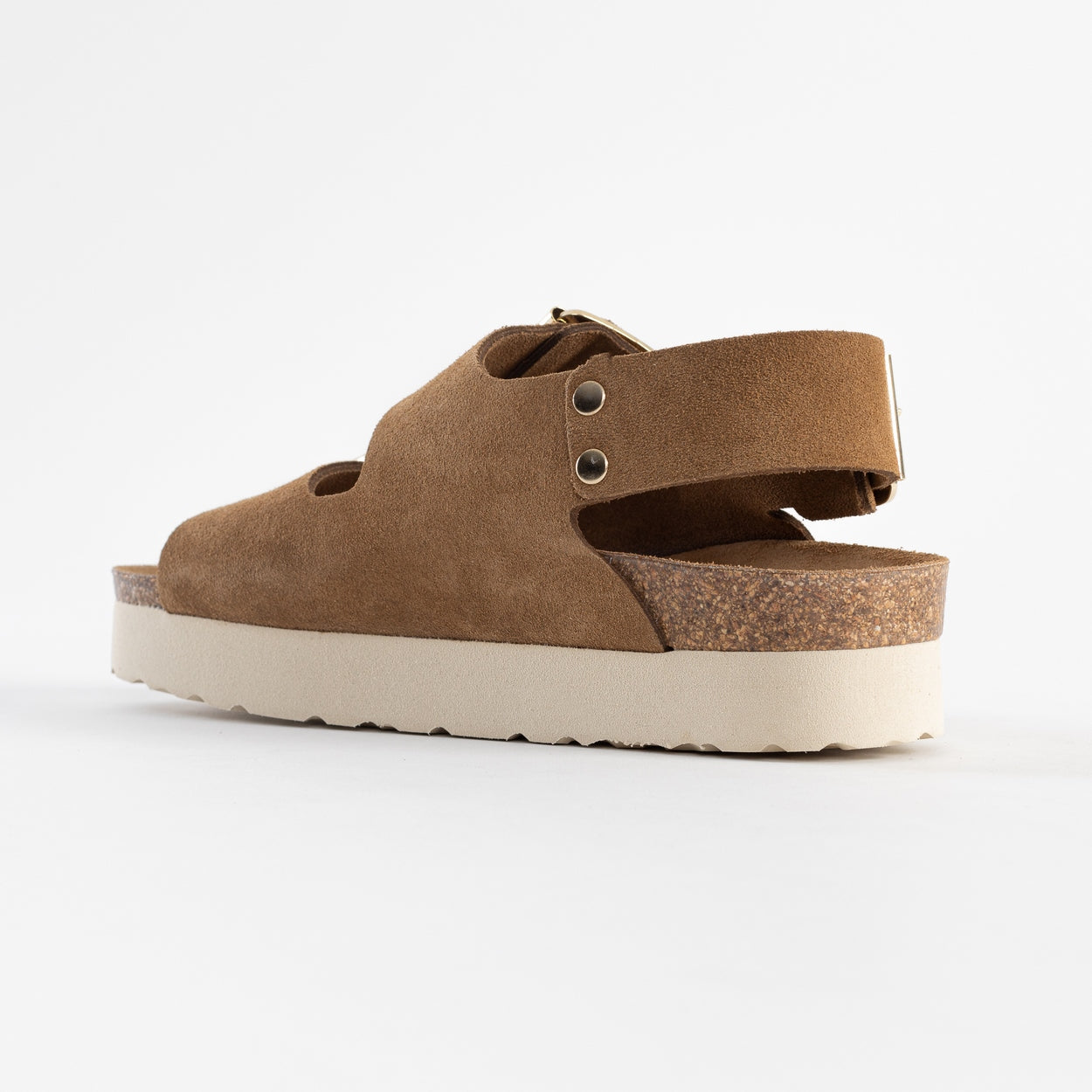 Rosa Camel Platform Sandals in Suede Leather