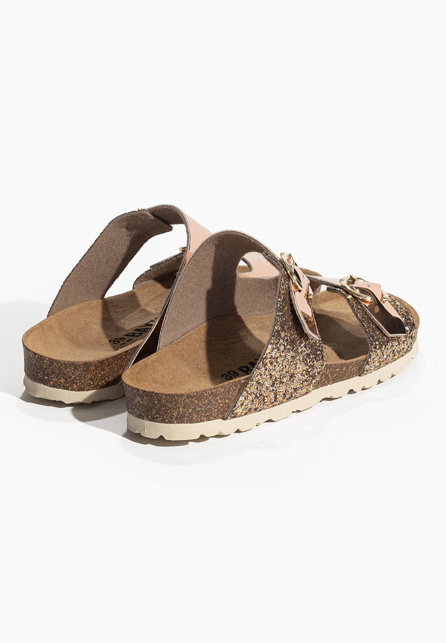 Ilithyie Rose gold and glitter 2-strap sandals