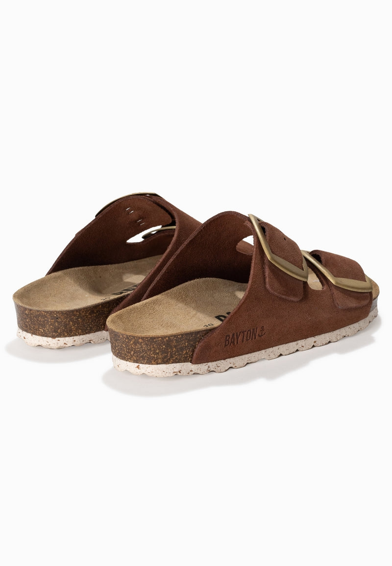 Alicante Brown Suede Leather 2 Strap Sandals