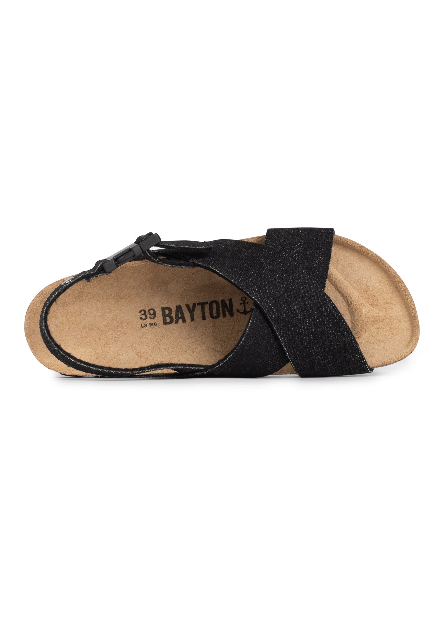 Sanary Black Denim Multi-Strap Sandals