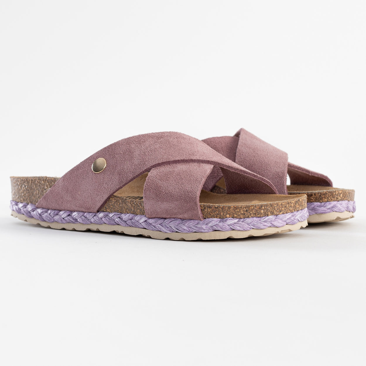 Burgos Old Pink Suede Leather 2 Strap Sandals