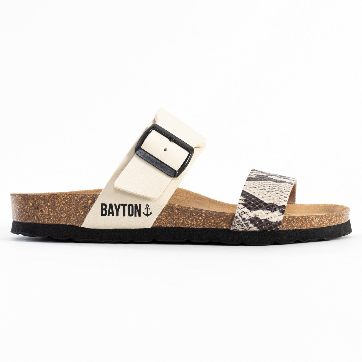 Valencia Beige and Python 2-Strap Sandals