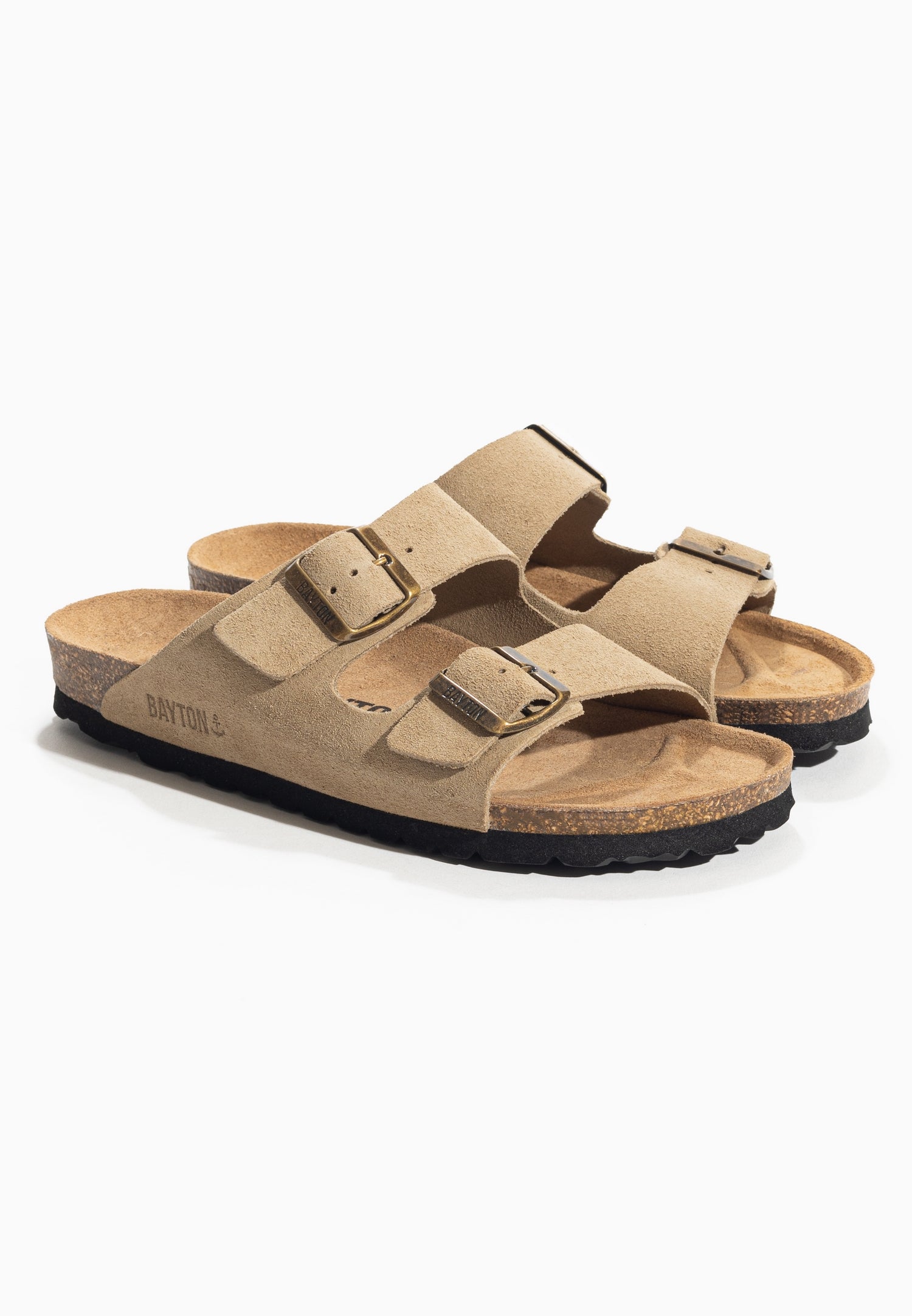 Tracy Beige Women's Suede Leather 2-Strap Sandals