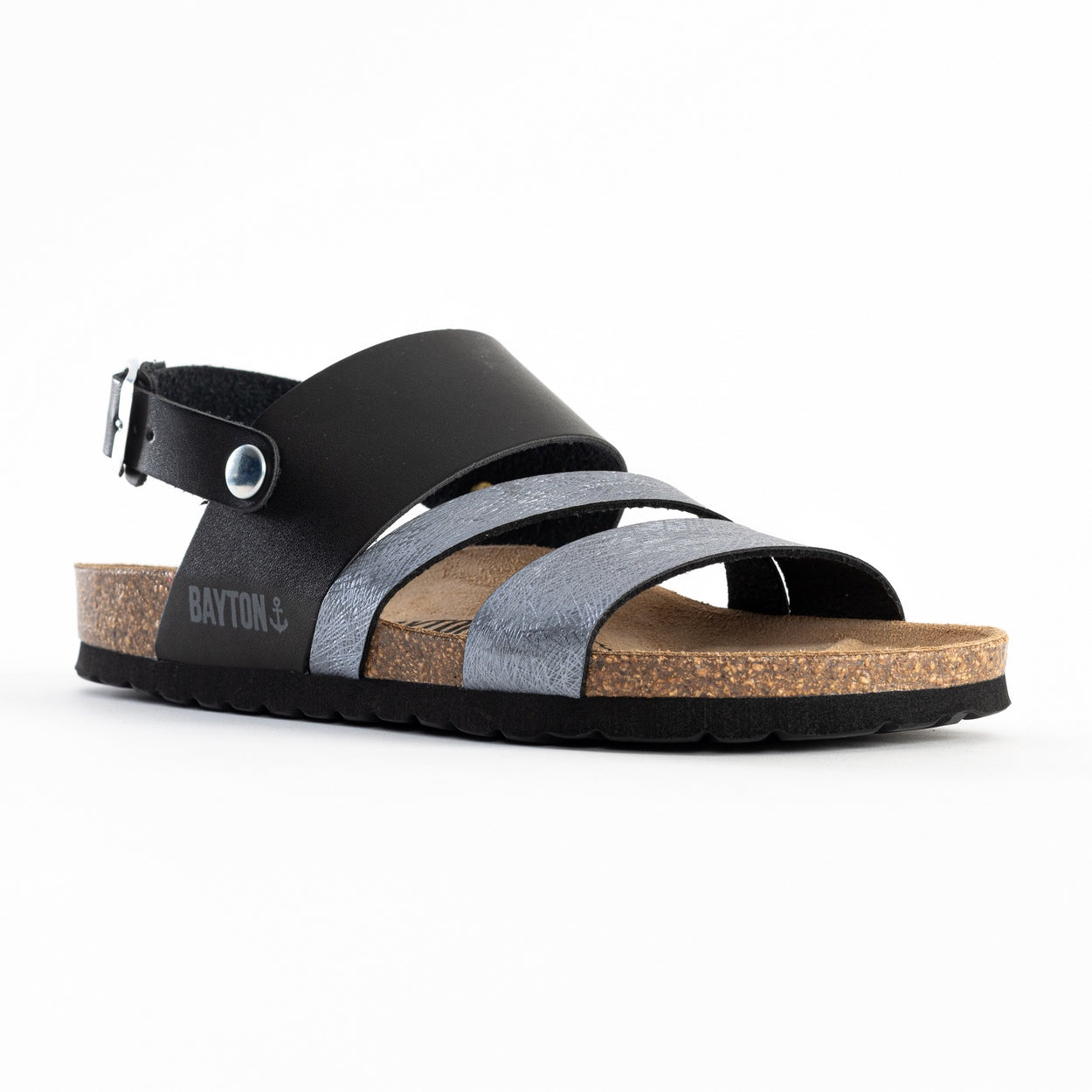 Sandales Vitoria Noir Et Pewter Multi-Brides