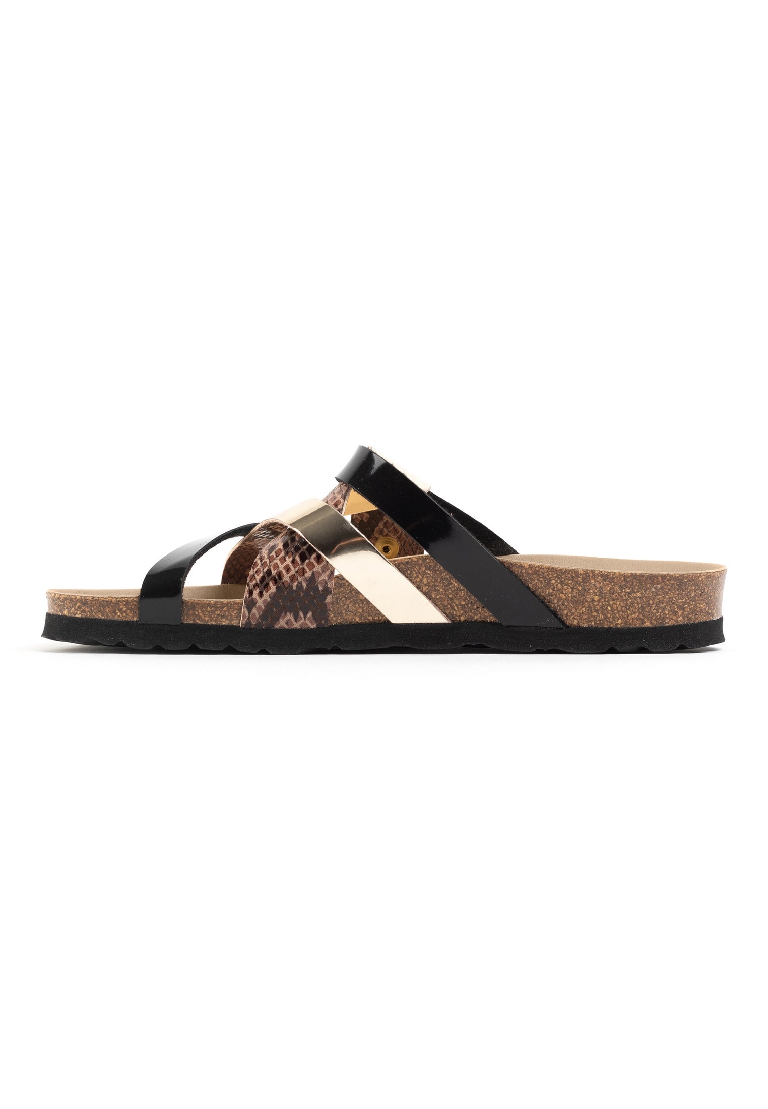 Batz Black and Light Brown Multi-Strap Sandals