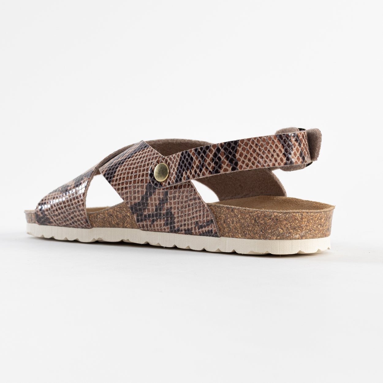 Beige Python Tweed Multi-Strap Sandals