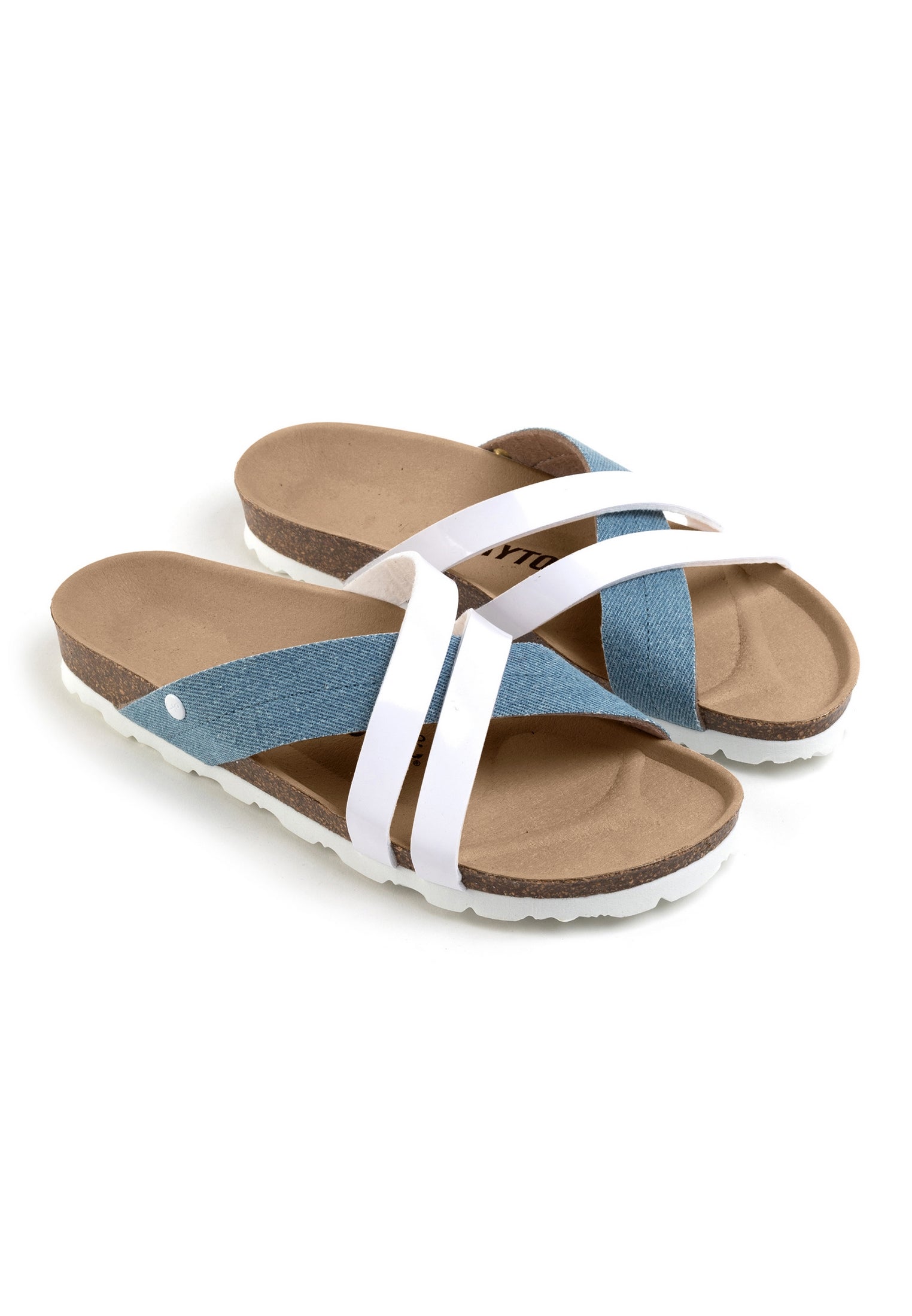 Martigues Sky Blue Denim and White Multi-Strap Sandals