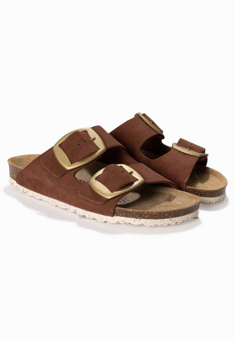 Alicante Brown Suede Leather 2 Strap Sandals