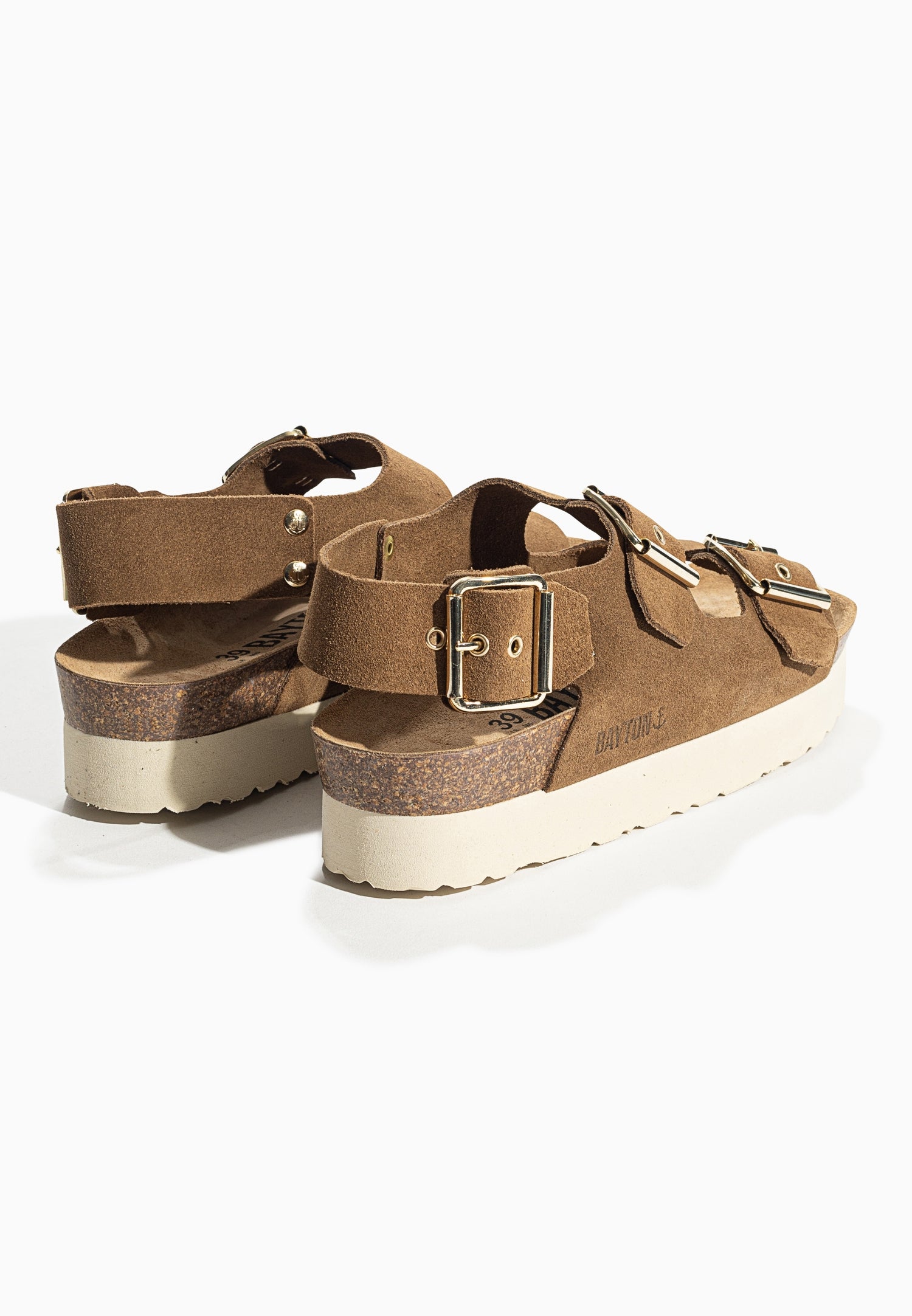 Rosa Camel Platform Sandals in Suede Leather