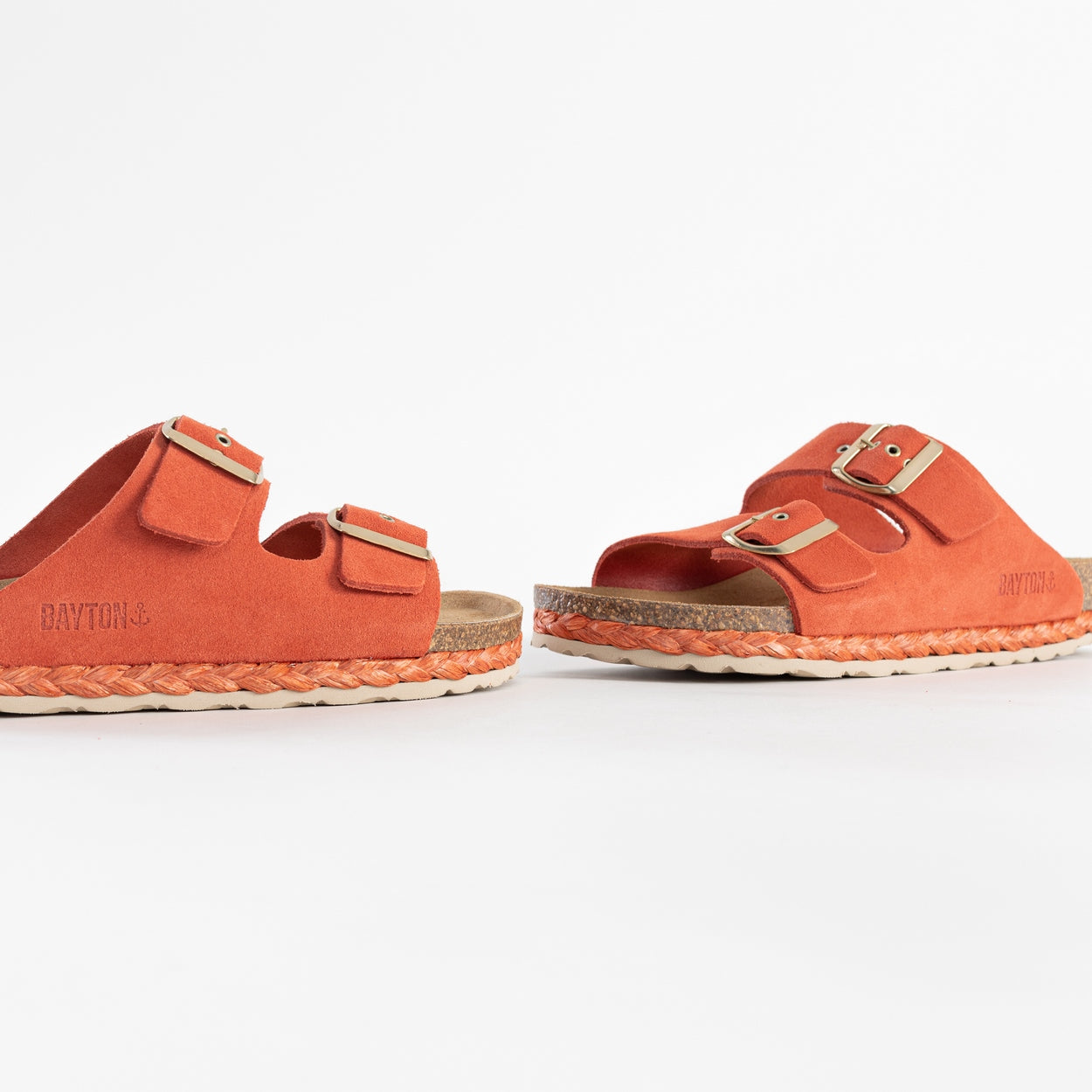 Atlas Coral Suede Leather 2 Strap Sandals