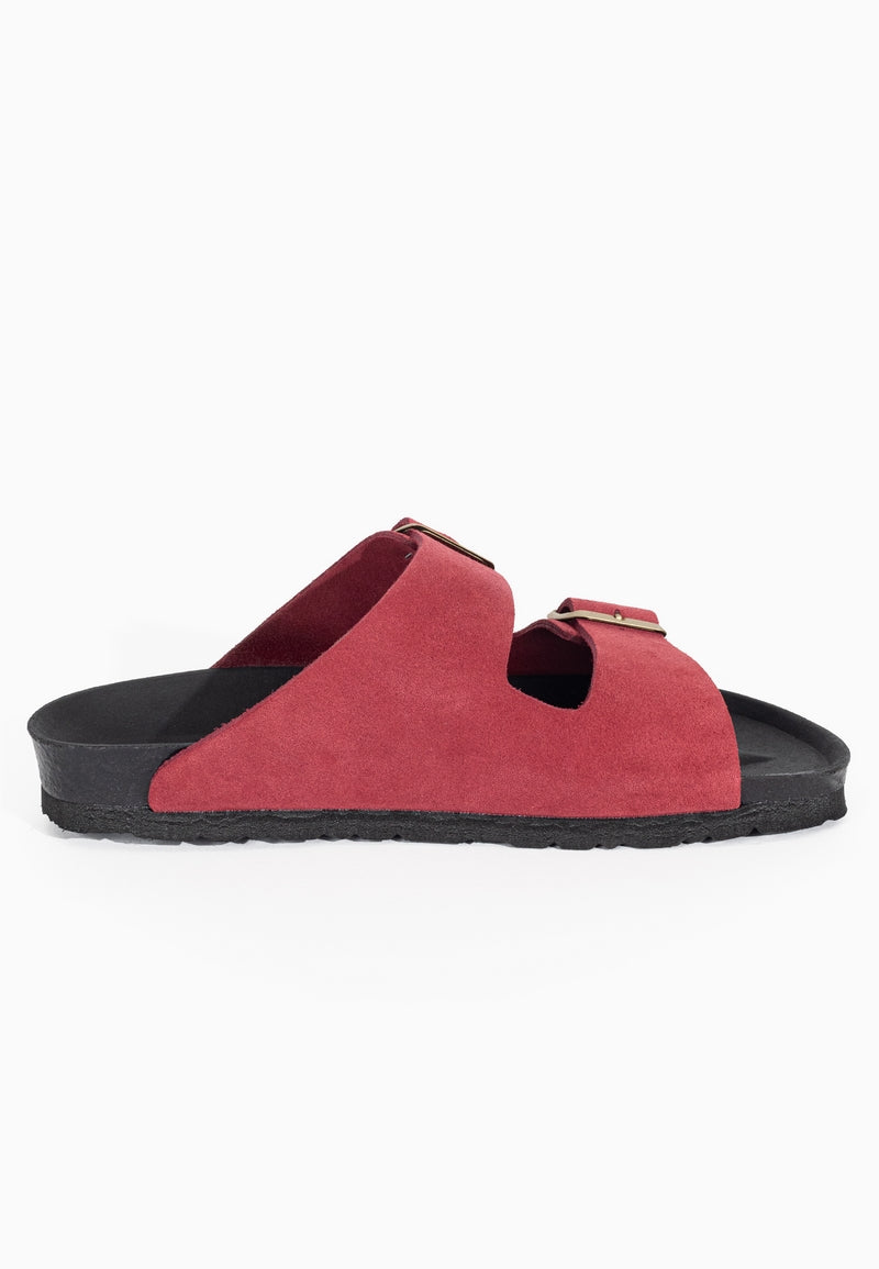 Atlas Bordeaux Suede Leather 2 Strap Sandals