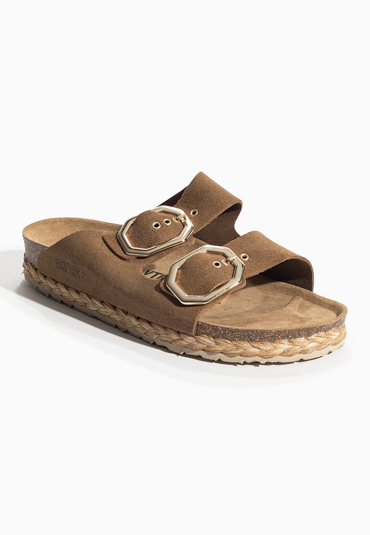 Atlas Camel Suede Leather 2 Strap Sandals