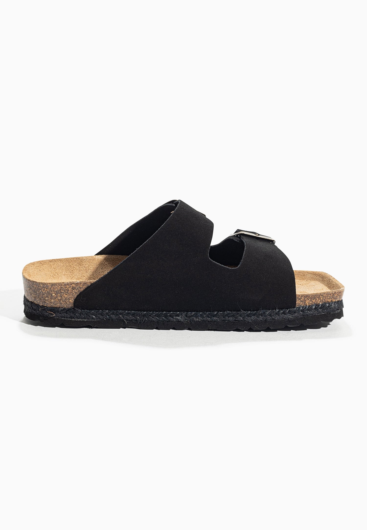 Benalla Black Suede Leather 2 Strap Sandals