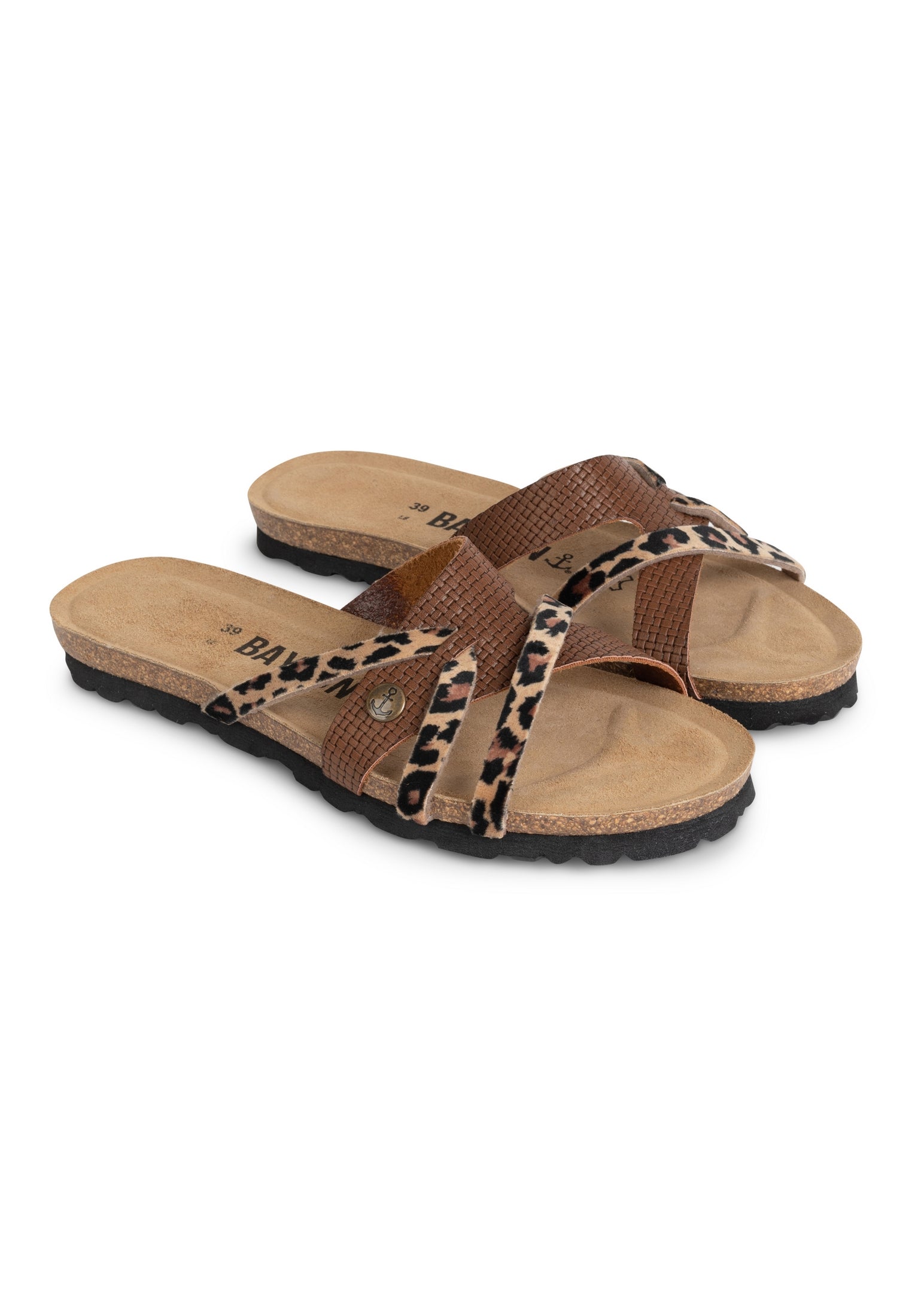 Sandalias Slimen Con Múltiples Tiras Marrón Y Leopardo