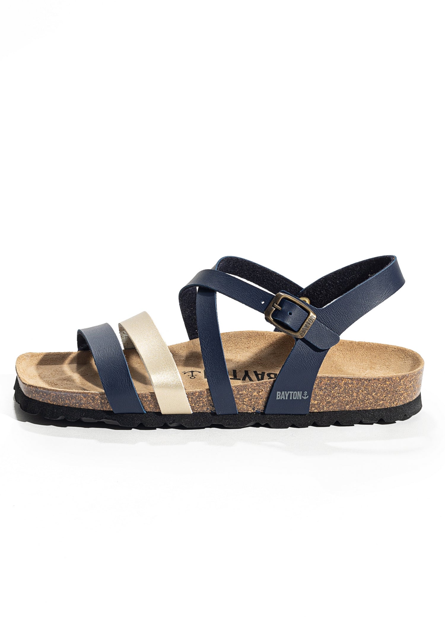 Gerone Navy Blue and Gold Multi-Strap Sandals