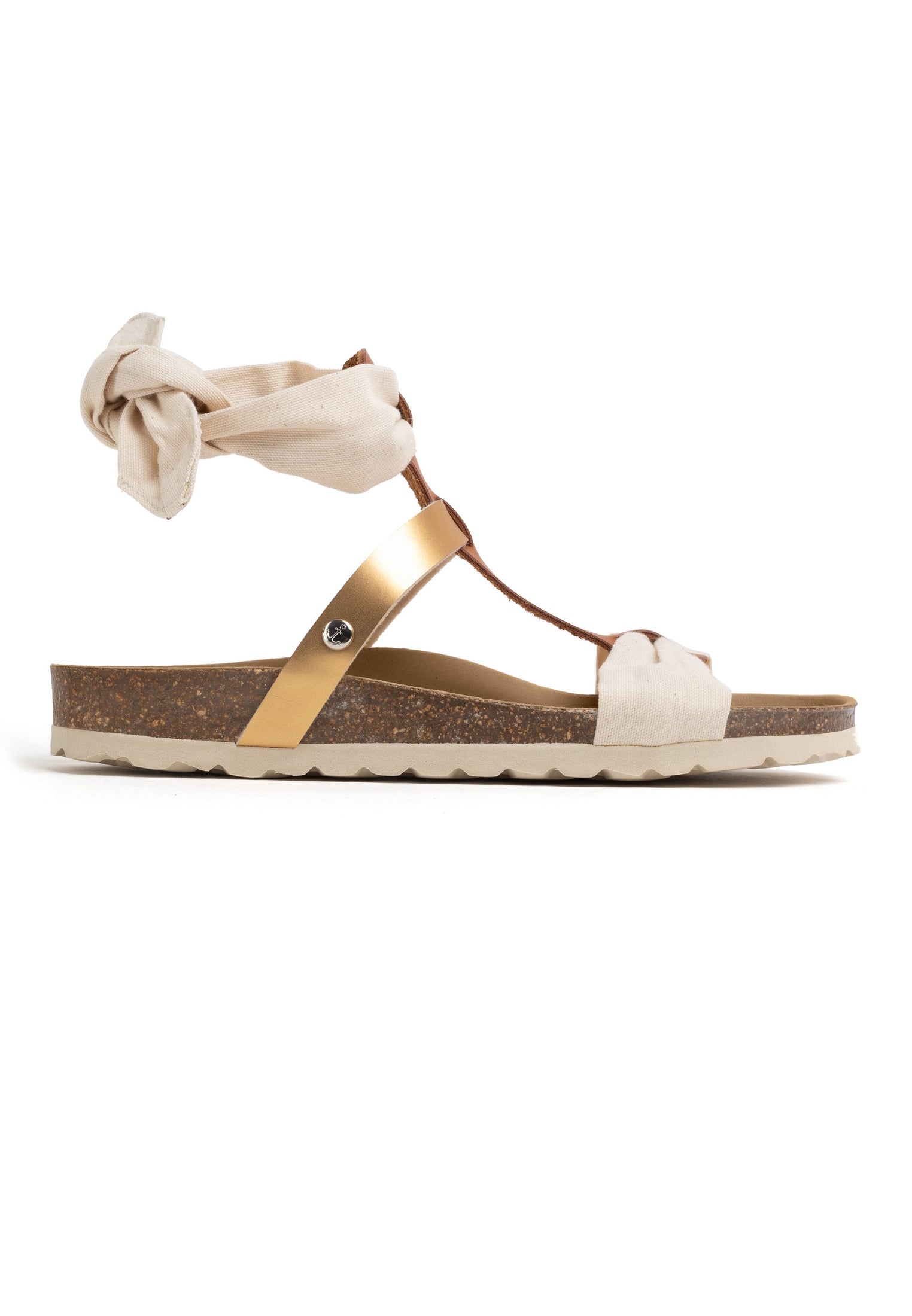 Fonelle Beige and Gold Multi-Strap Sandals