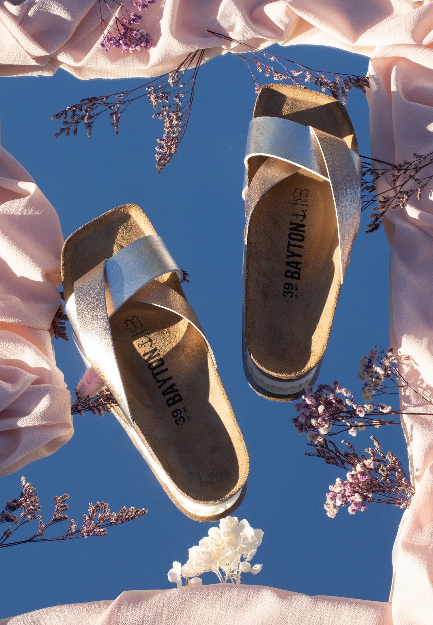 Mildura Rose Gold and Silver 2 Strap Sandals