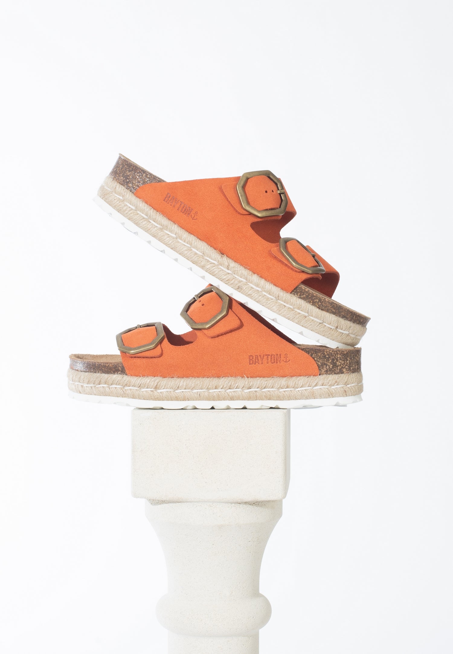 Alcee Orange Suede Leather Platform Sandals