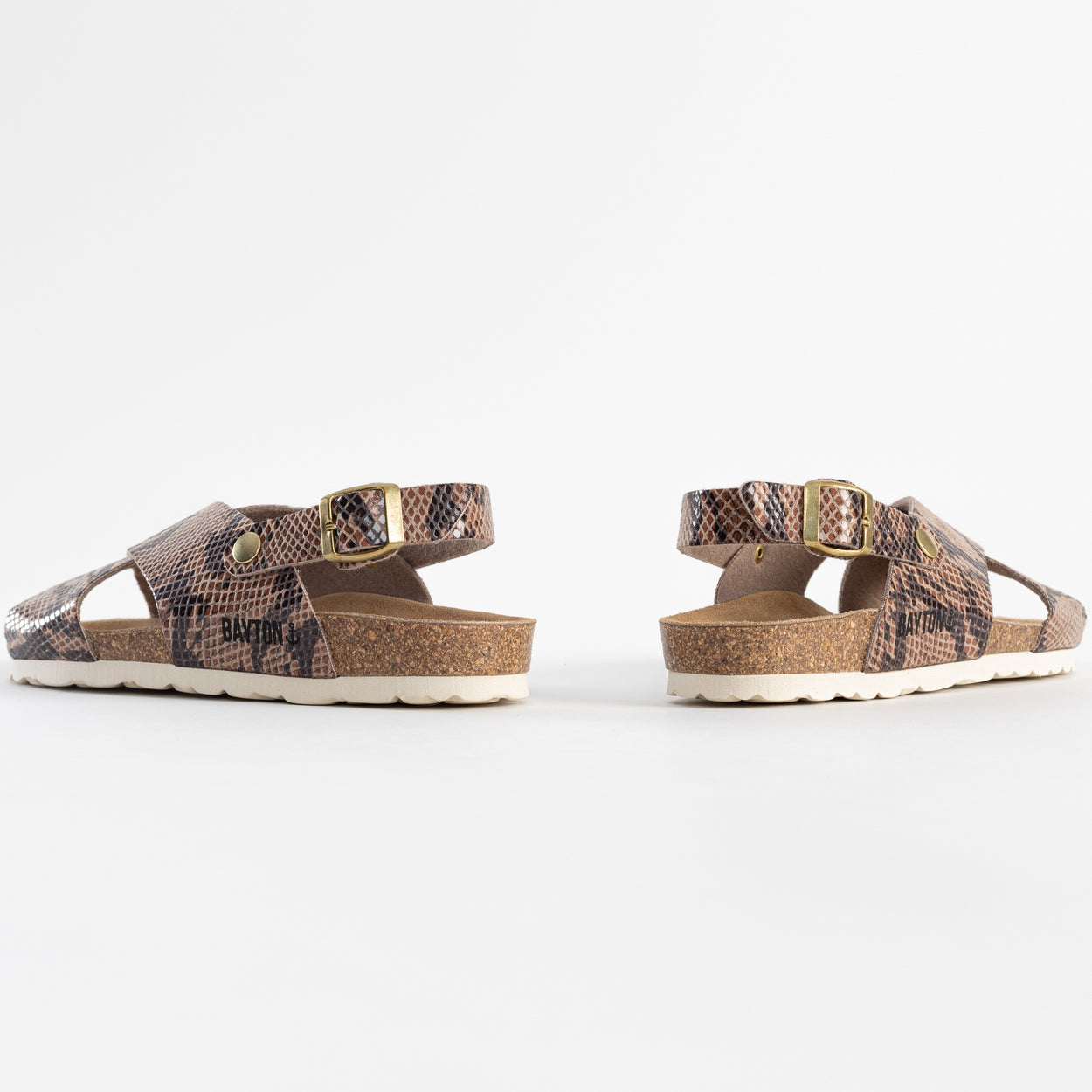 Beige Python Tweed Multi-Strap Sandals