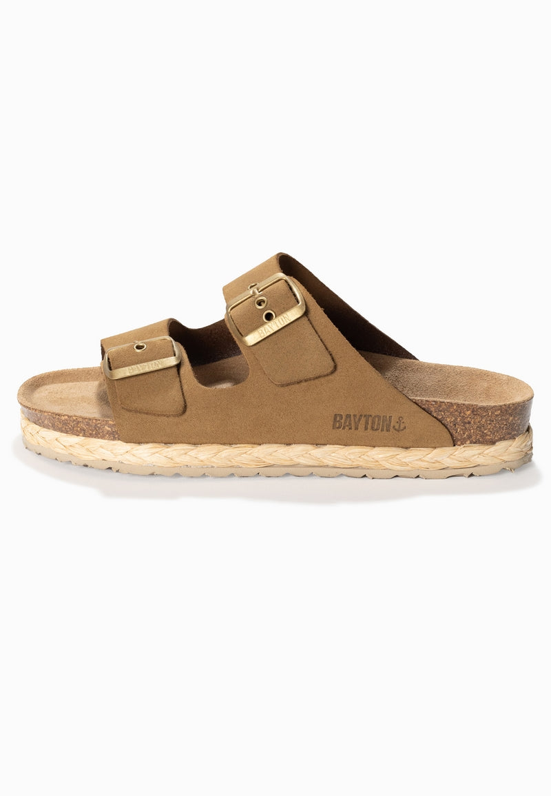 Atlas Camel Suede Leather 2 Strap Sandals