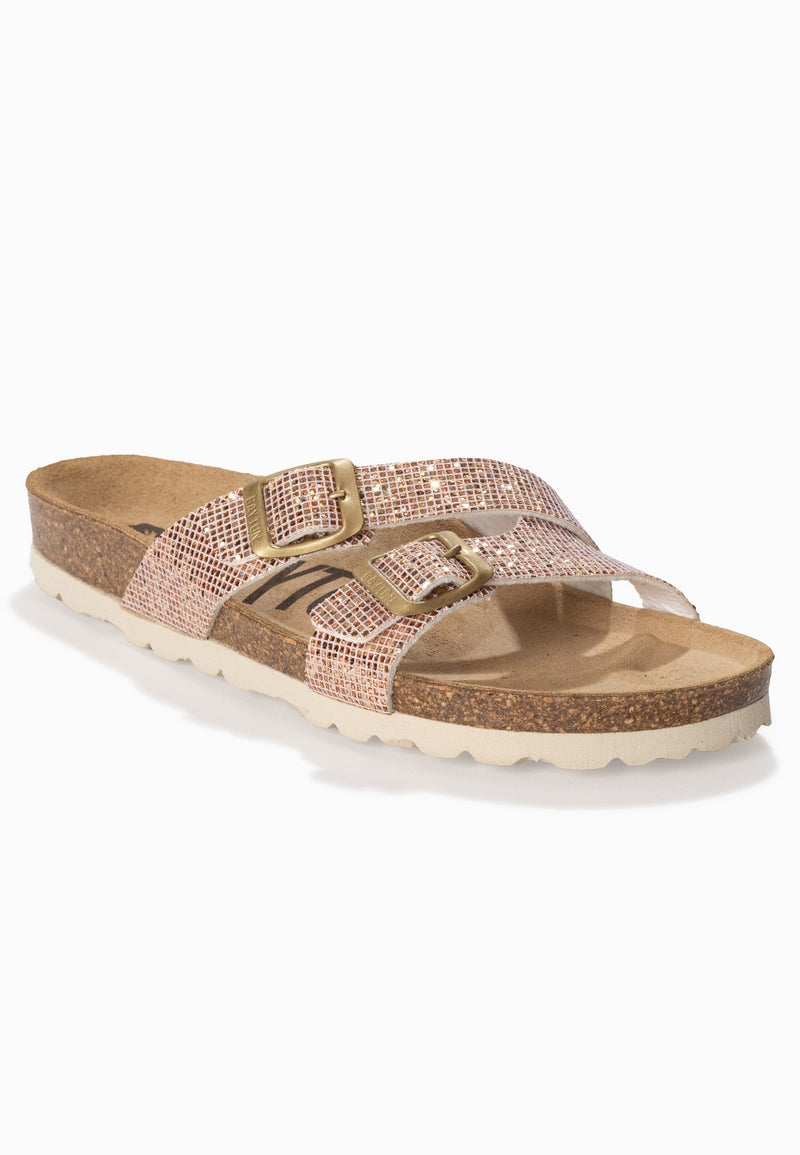 Sandalias Cleo Rose con purpurina dorada