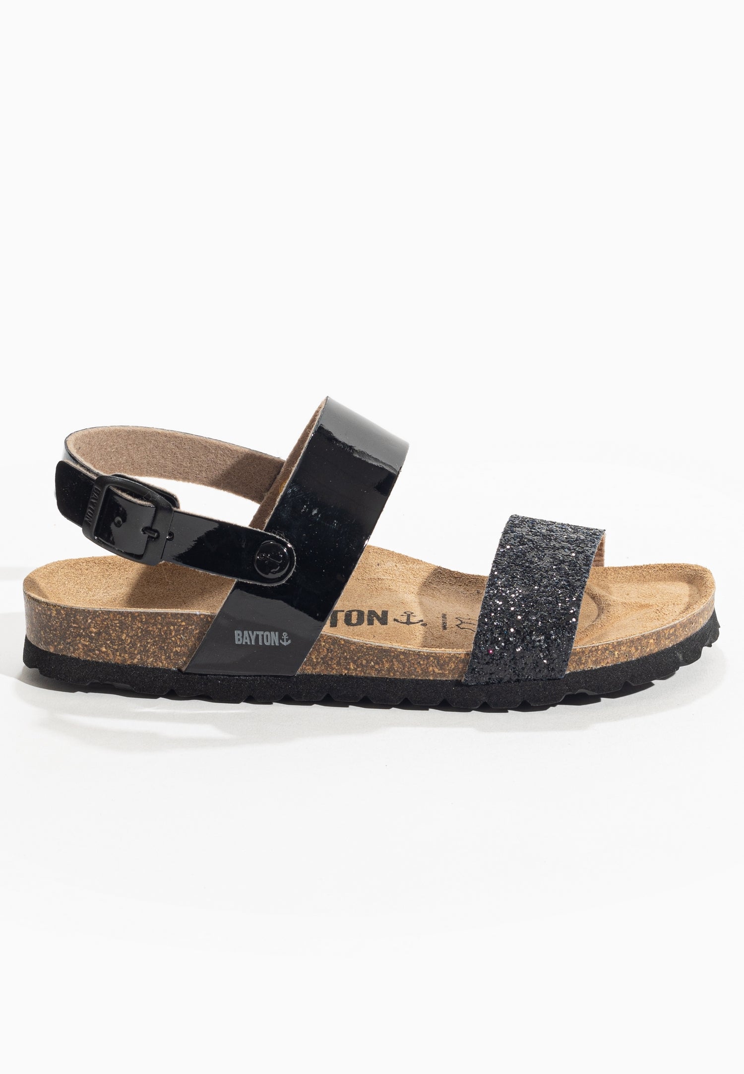 Abyss Black and Glitter Multi-Strap Sandals