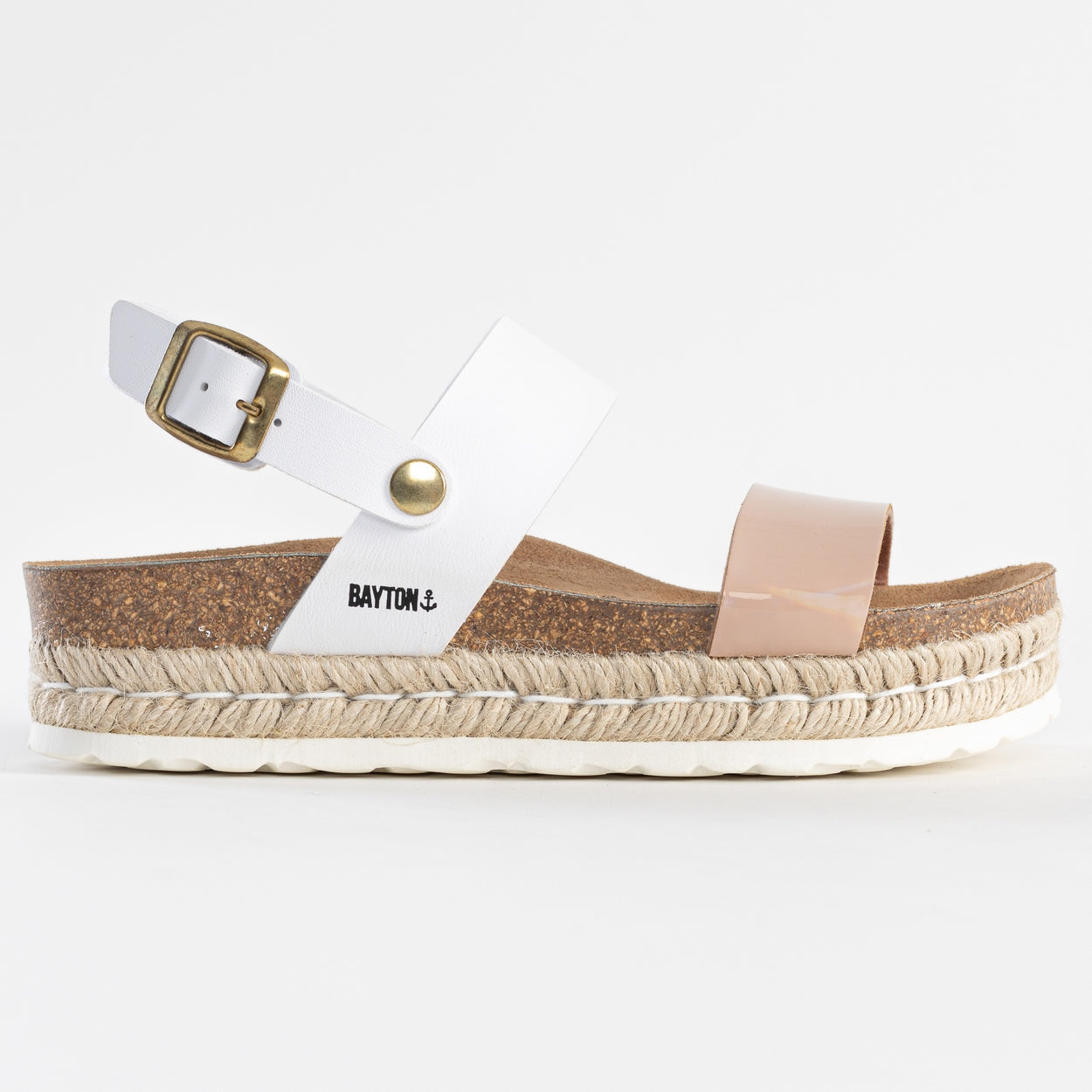 Gaceo White and Nude Platform Sandals