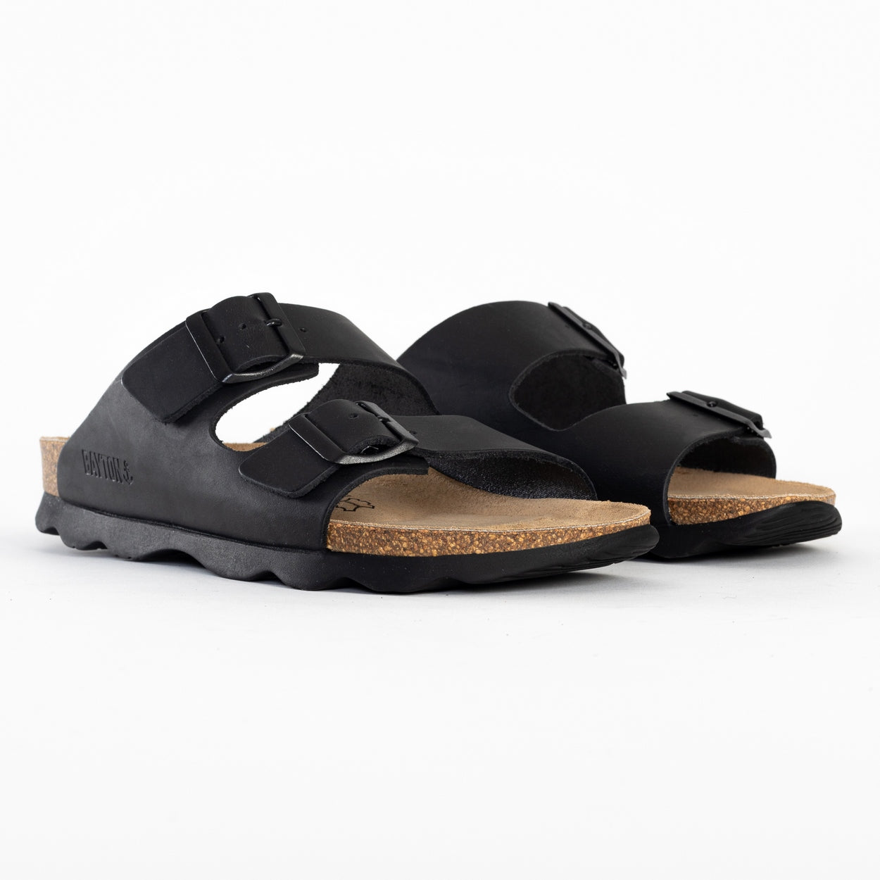 Atlas Black 2 Strap Sandals 100% Leather