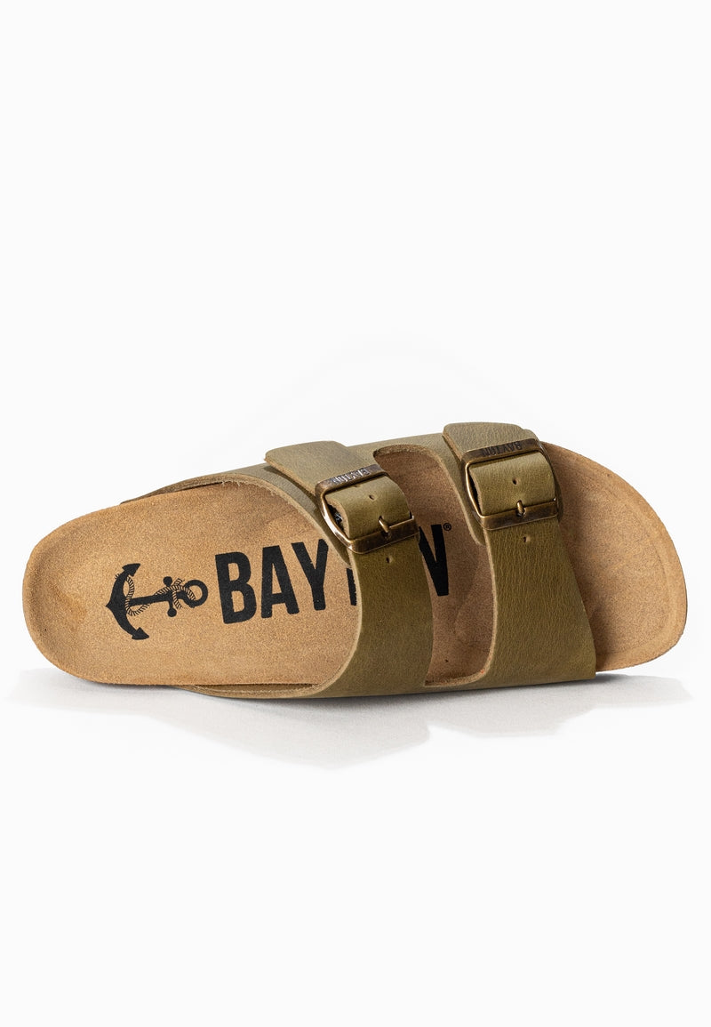 Atlas Khaki 2 Strap Sandals 100% Leather