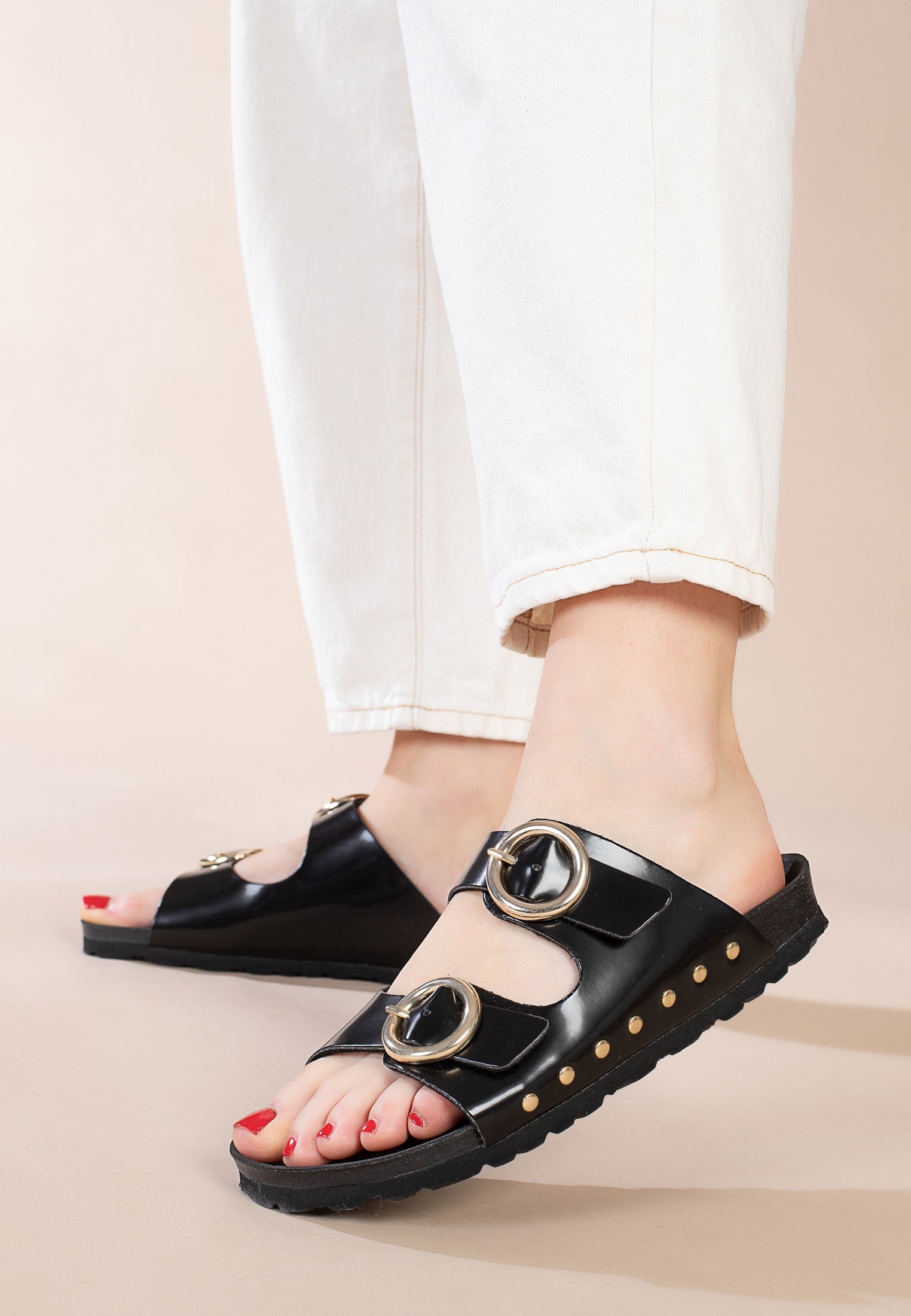 Black Barcelona 2 Strap Sandals