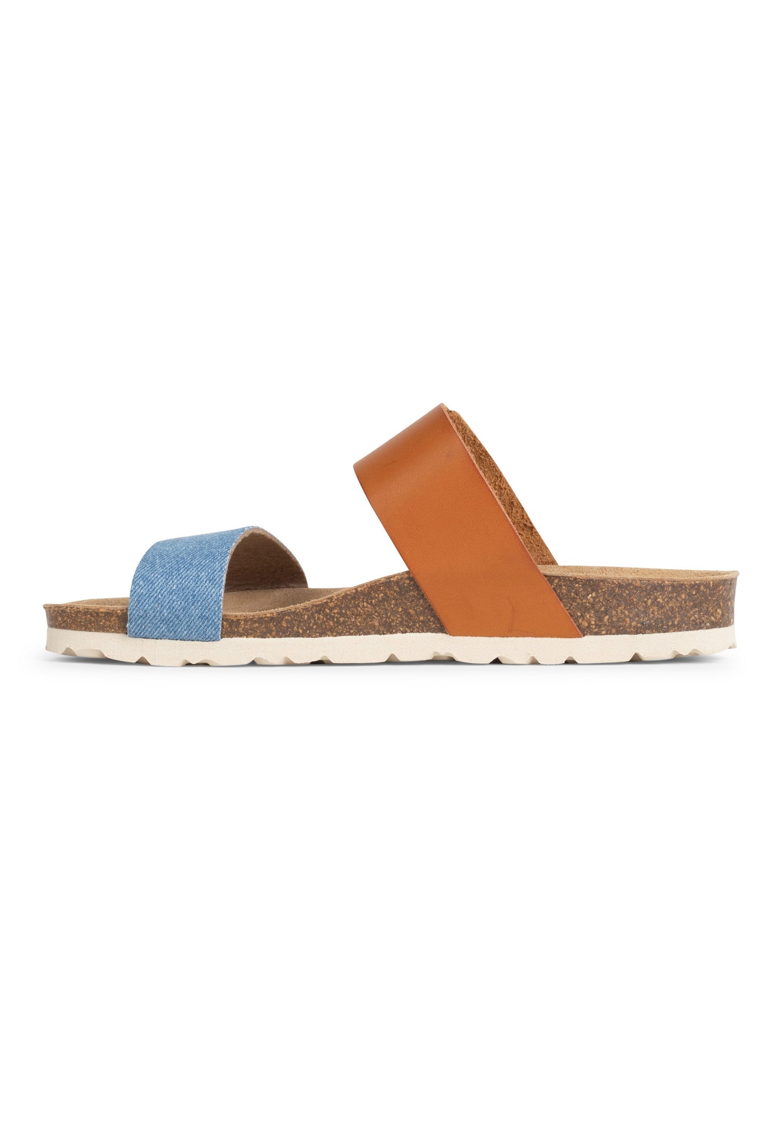 Sandales 2 Brides Valence Bleu Clair Denim Et Camel