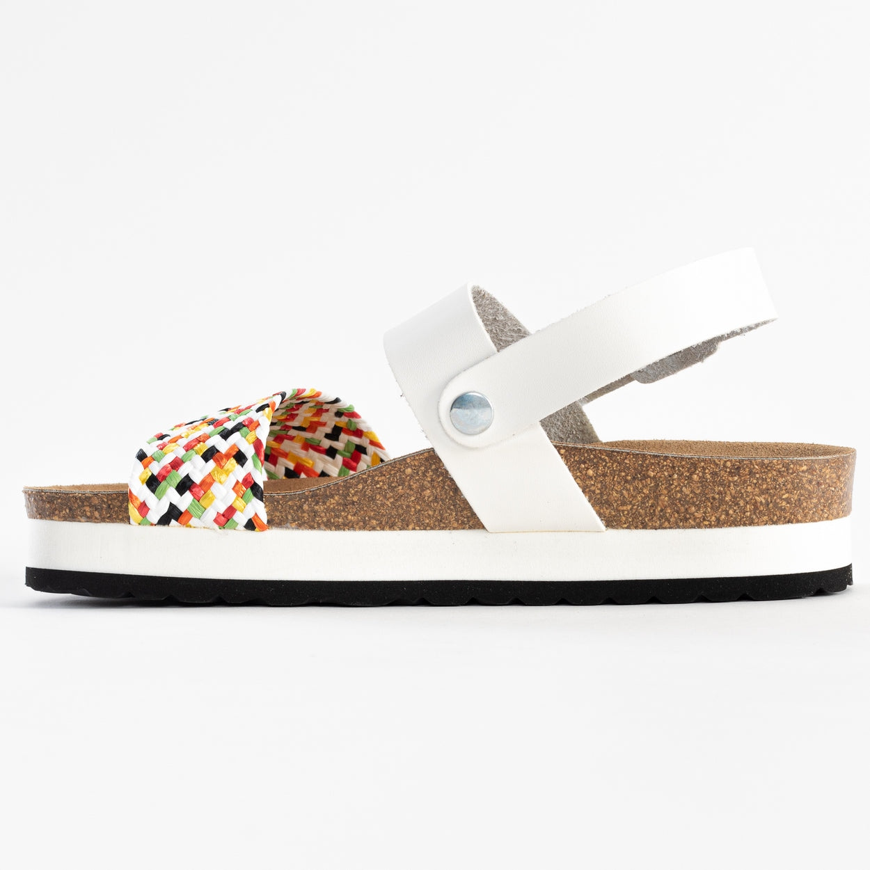 Almeria White and Multicolor Platform Sandals