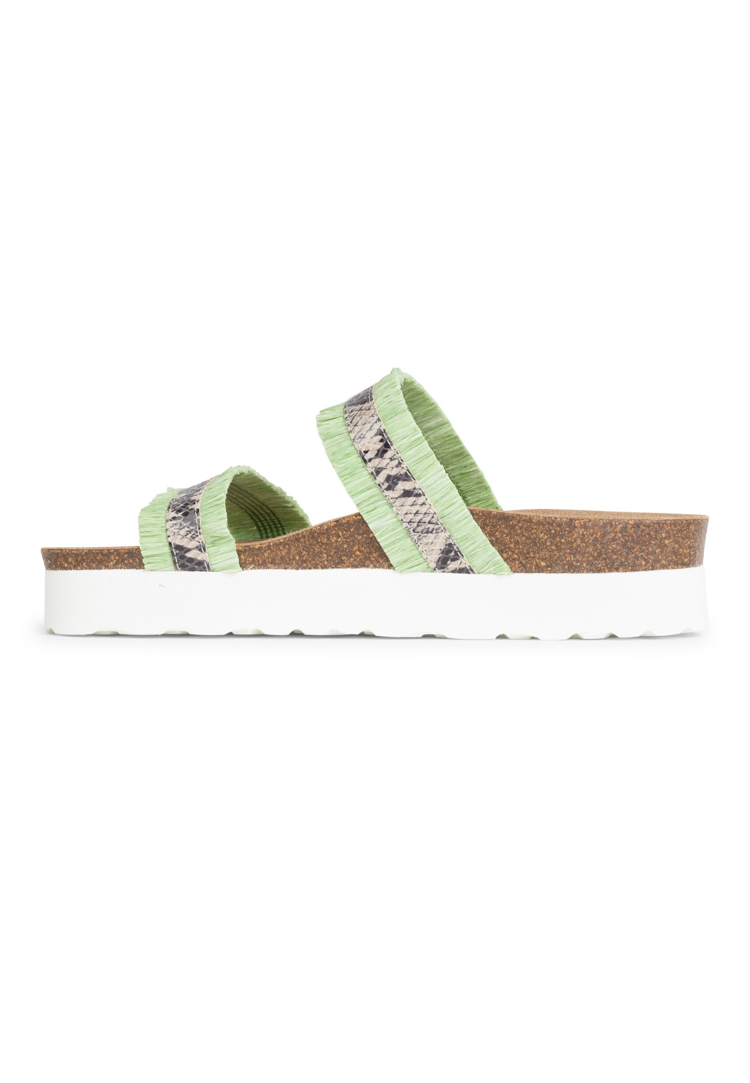 Sandals 2 Straps Rozen Rafia Green and Off-White