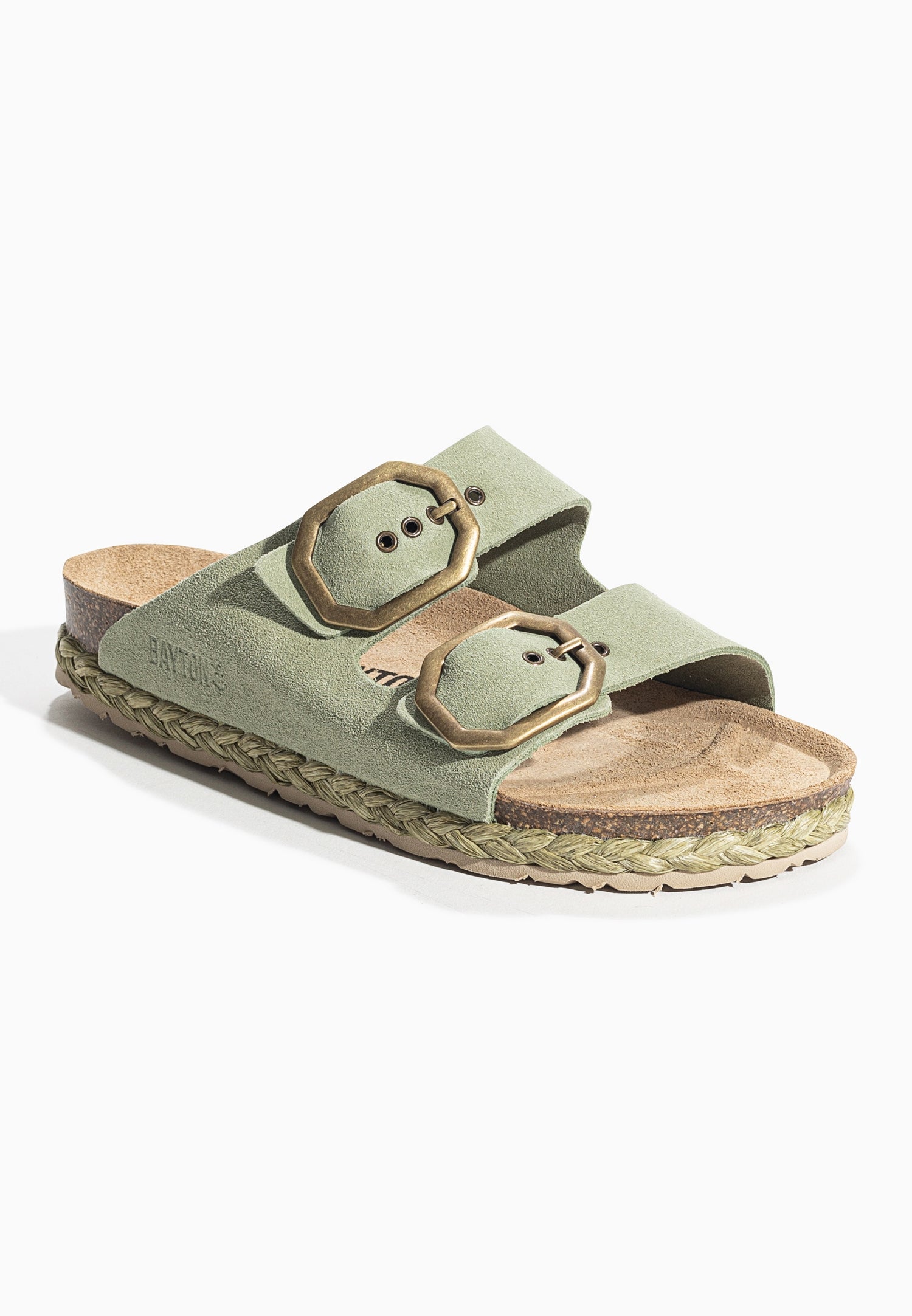 Atlas Green Suede Leather 2 Strap Sandals