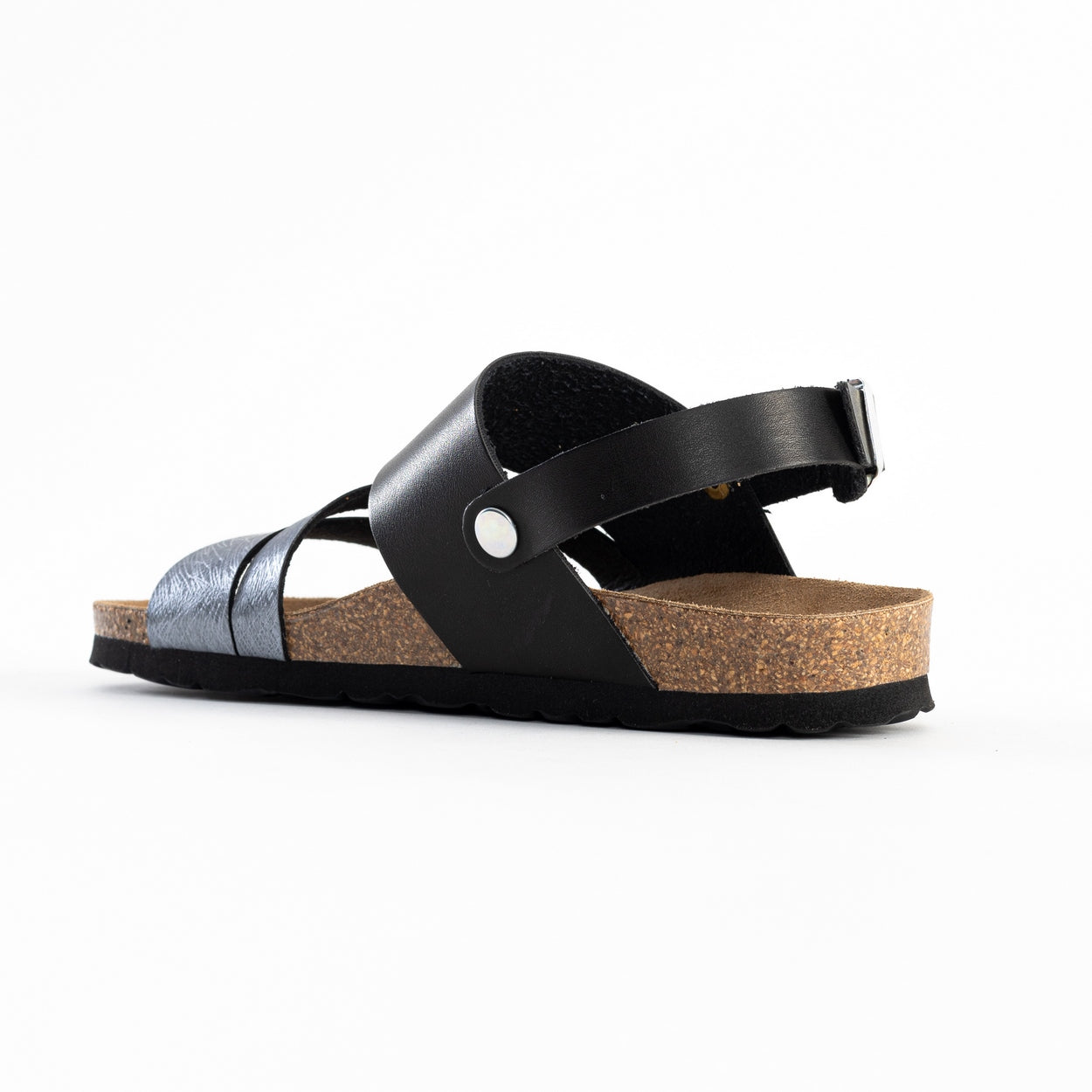 Sandales Vitoria Noir Et Pewter Multi-Brides