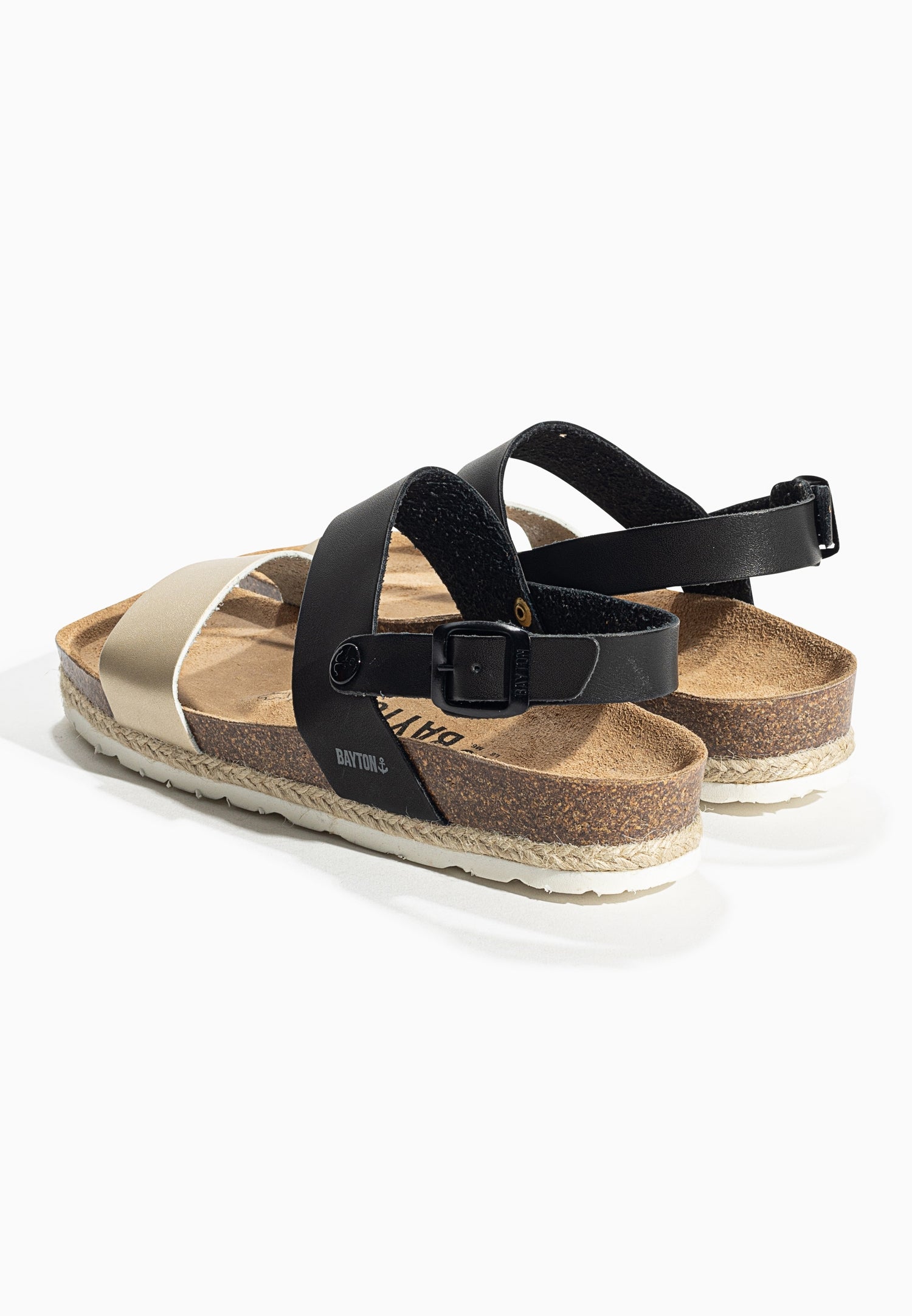 Black and Gold Tone Multi-Strap Sandals